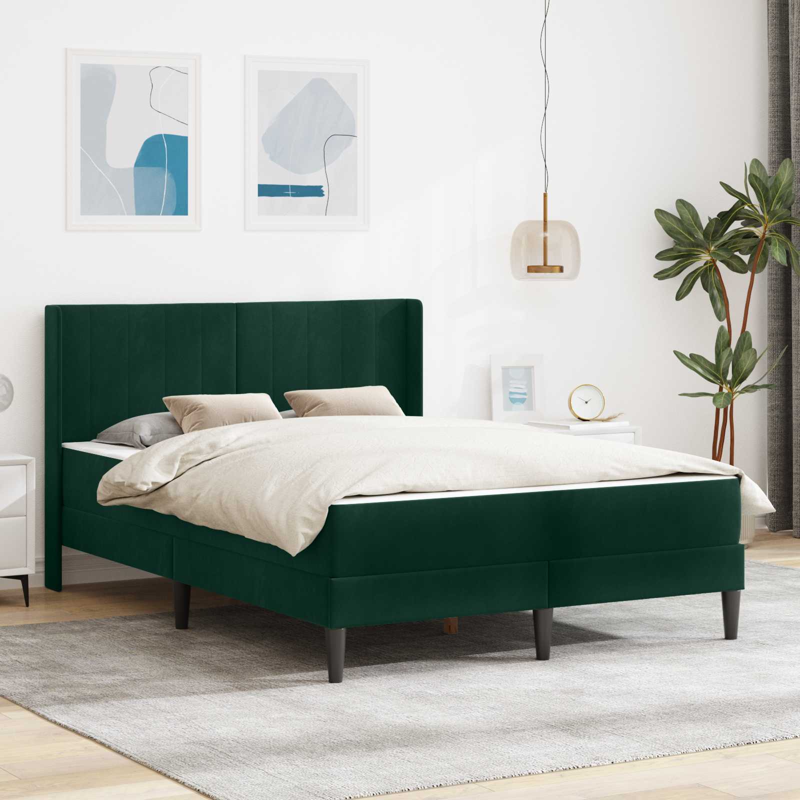 Bedframe met matras Donkergroen 140 x 200 cm Fluweel is nu te koop bij PeponiXL, paradijselijk wonen!