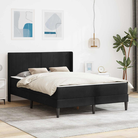 Bedframe met matras met hoofdeinde Zwart 140 x 200 cm Fluweel is nu te koop bij PeponiXL, paradijselijk wonen!