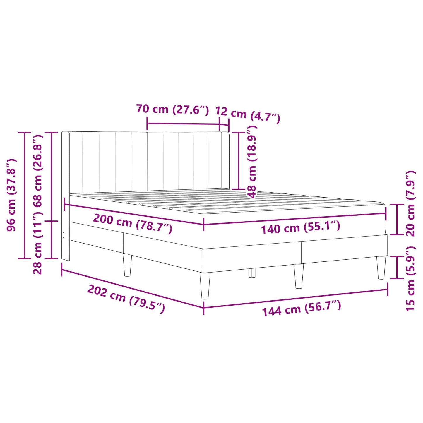 Bedframe met matras Blauw 140 x 200 cm Fluweel is nu te koop bij PeponiXL, paradijselijk wonen!
