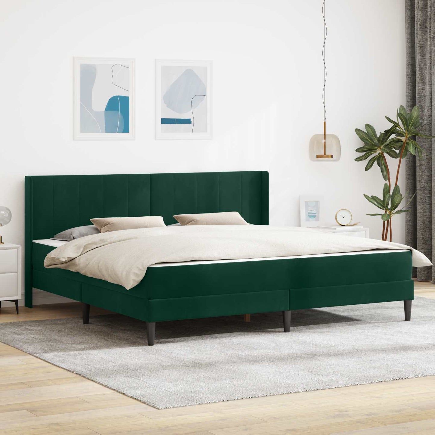 Bedframe met matras Donkergroen 180 x 200 cm Fluweel is nu te koop bij PeponiXL, paradijselijk wonen!