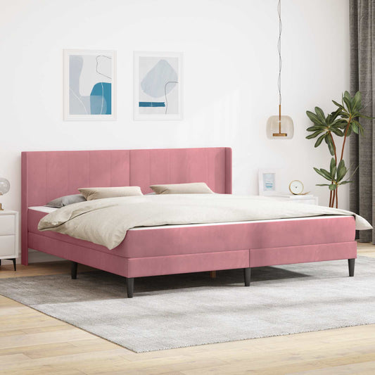Bedframe met matras met hoofdeinde Roze 180 x 200 cm Fluweel is nu te koop bij PeponiXL, paradijselijk wonen!