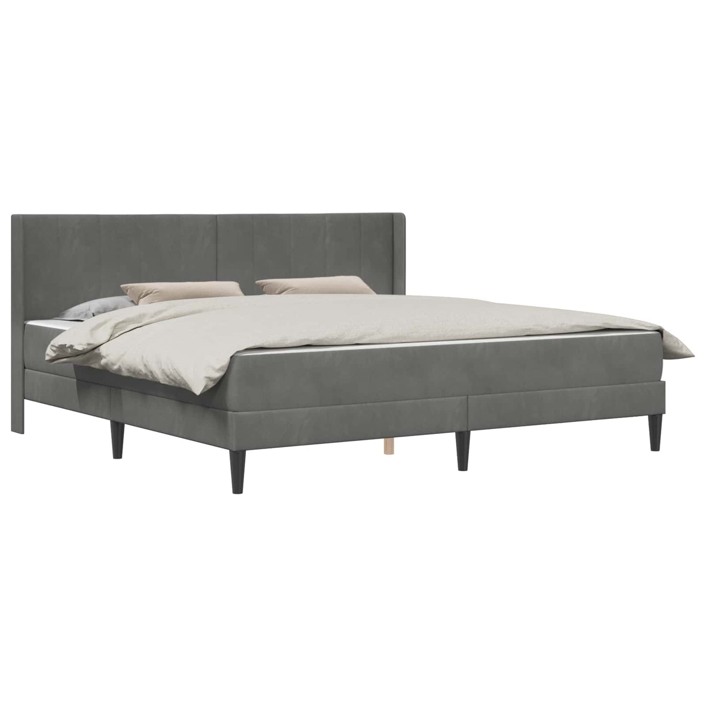 Bedframe met matras Donkergrijs 200 x 200 cm Fluweel is nu te koop bij PeponiXL, paradijselijk wonen!