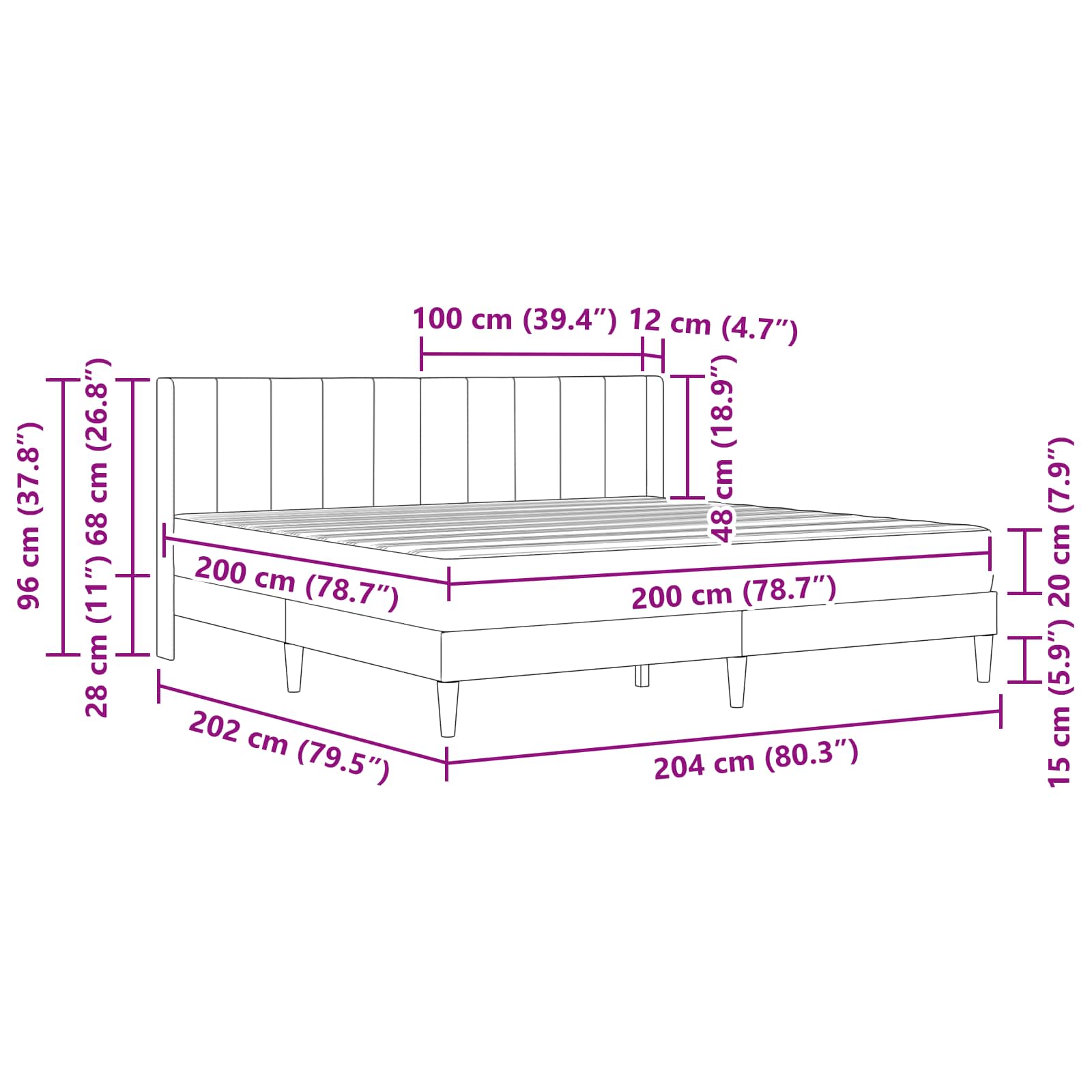 Bedframe met matras Roze 200 x 200 cm Fluweel is nu te koop bij PeponiXL, paradijselijk wonen!