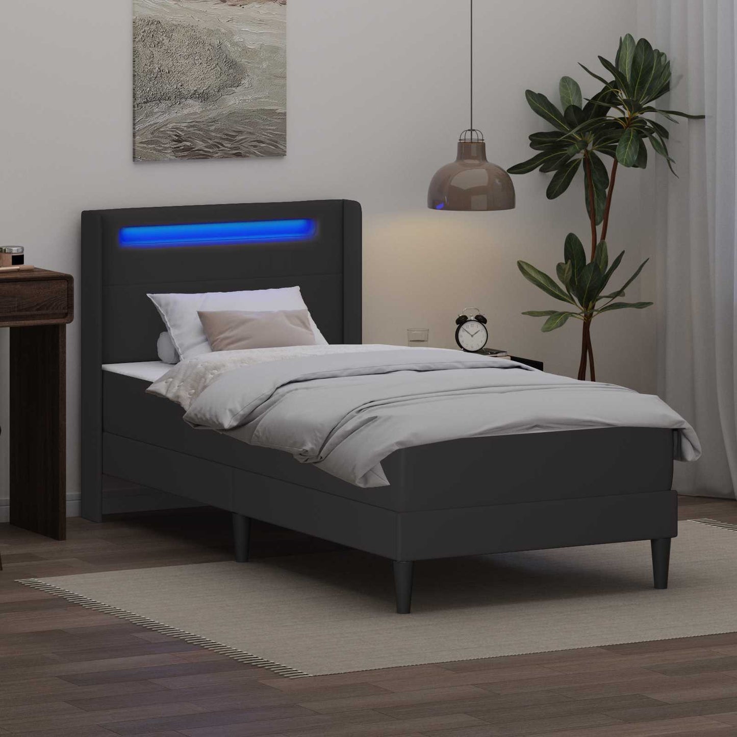 Bedframe met matras Grijs 90 x 190 cm Kunstleer is nu te koop bij PeponiXL, paradijselijk wonen!