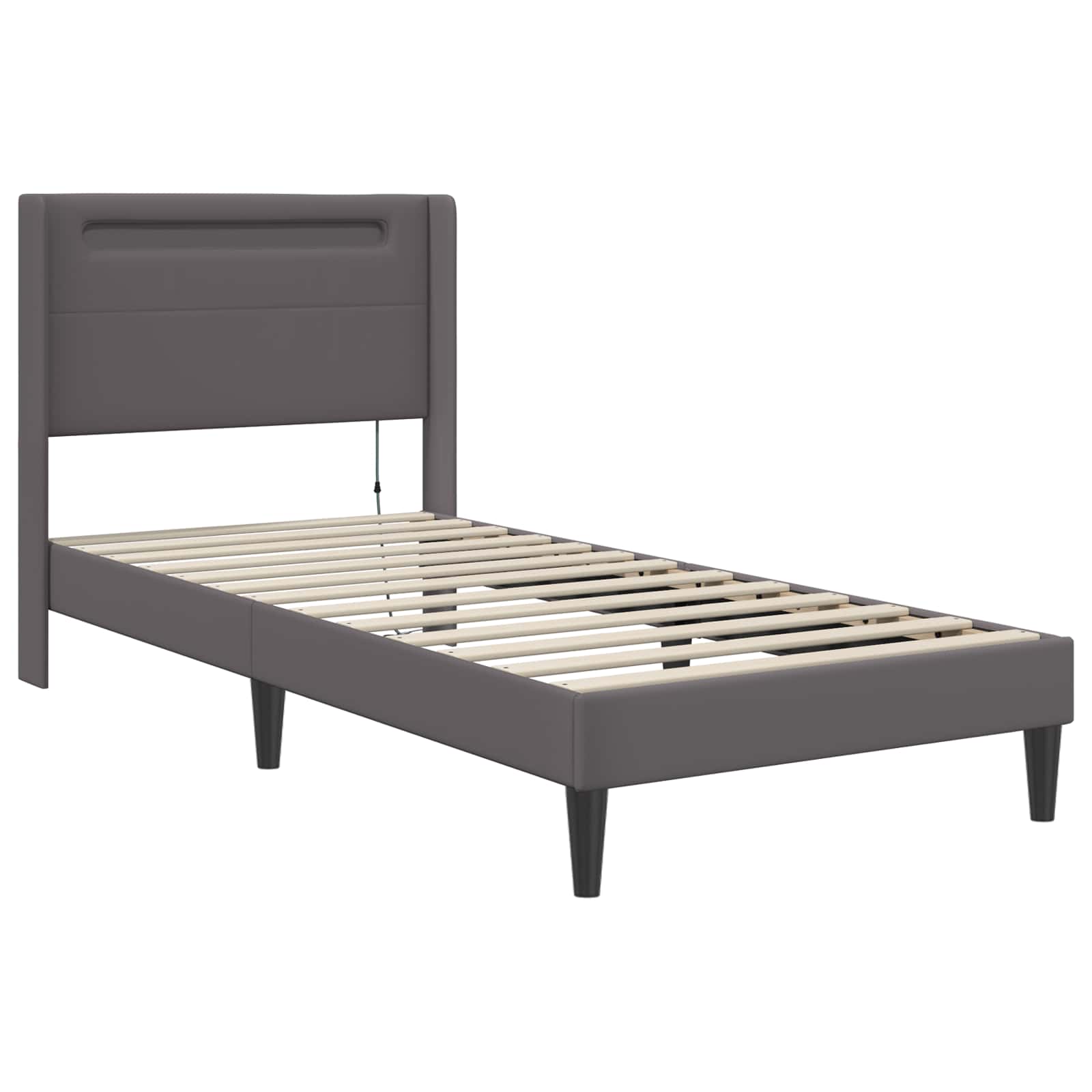 Bedframe met matras Grijs 90 x 190 cm Kunstleer is nu te koop bij PeponiXL, paradijselijk wonen!