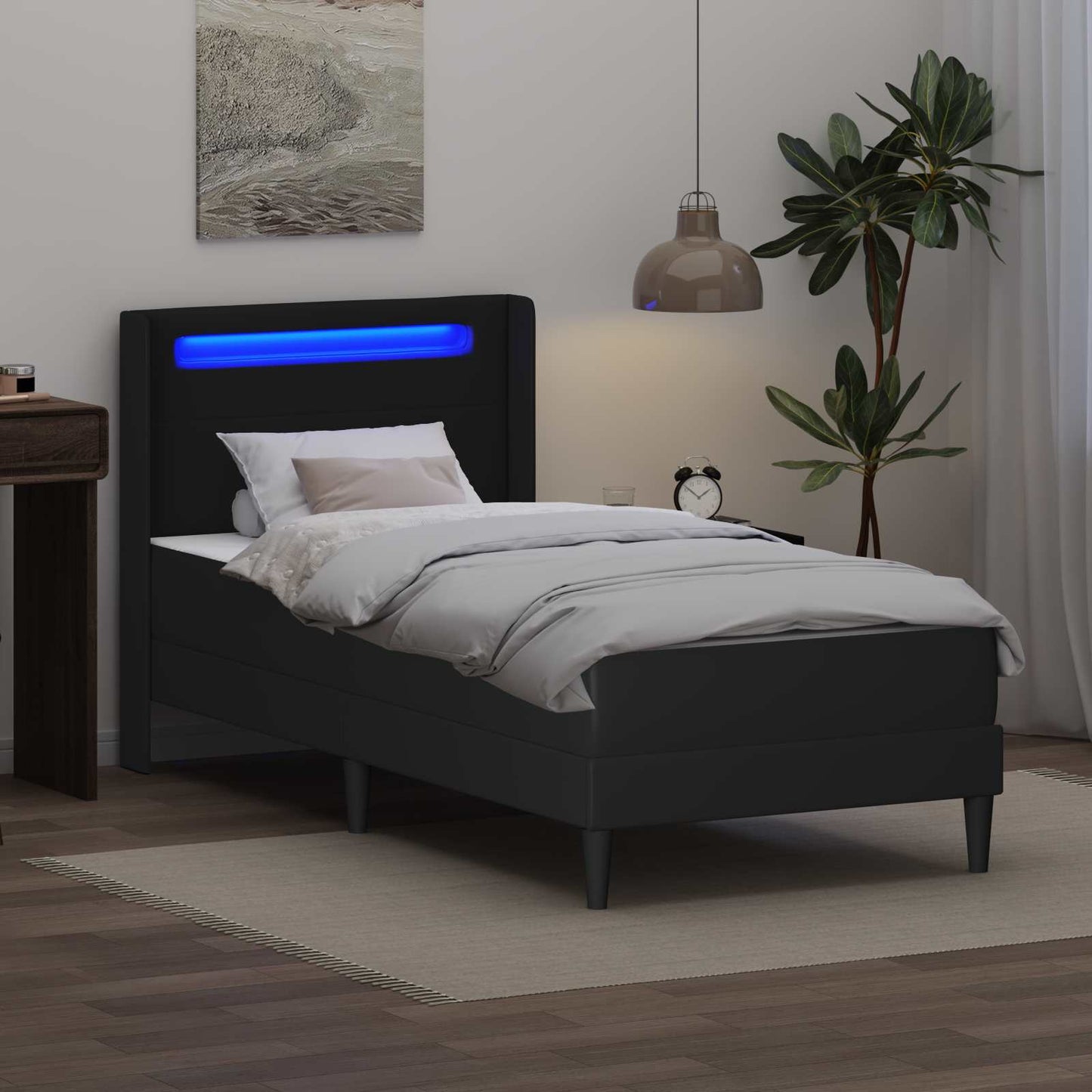 Bedframe met matras Zwart 90 x 190 cm Kunstleer is nu te koop bij PeponiXL, paradijselijk wonen!