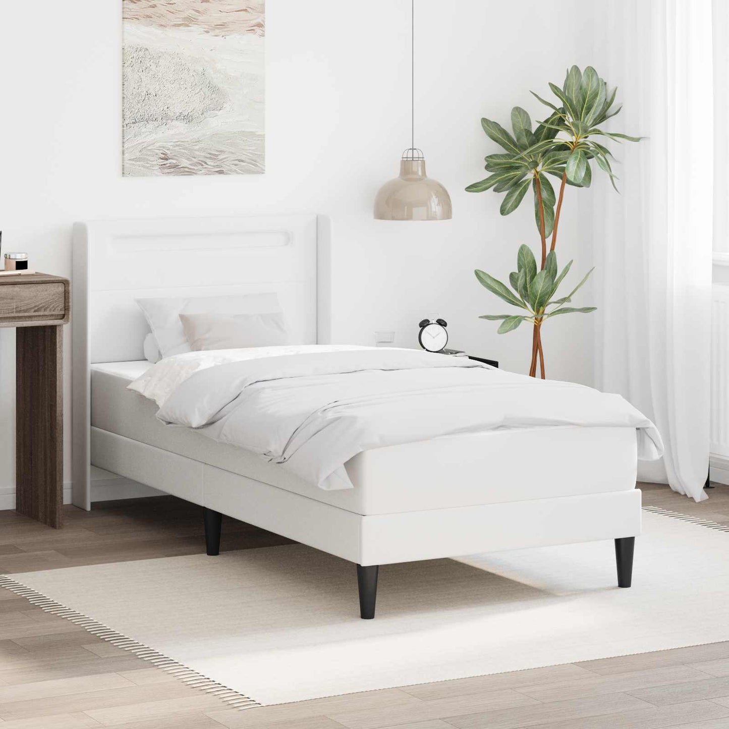 Bedframe met matras Wit 90 x 190 cm Kunstleer is nu te koop bij PeponiXL, paradijselijk wonen!
