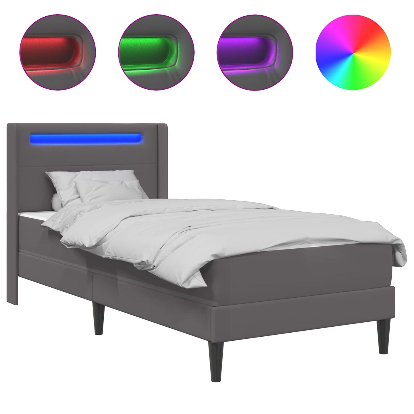 Bedframe met matras Grijs 90 x 200 cm Kunstleer is nu te koop bij PeponiXL, paradijselijk wonen!