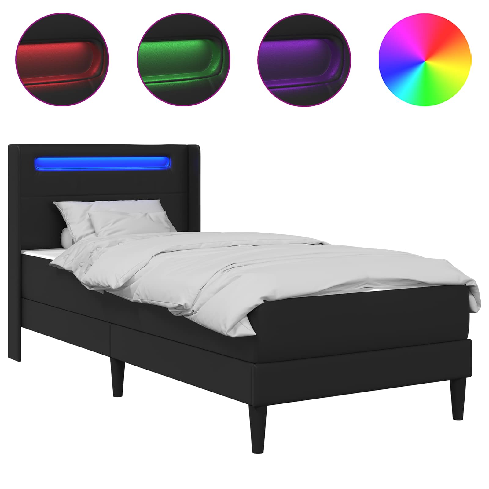 Bedframe met matras Zwart 90 x 200 cm Kunstleer is nu te koop bij PeponiXL, paradijselijk wonen!
