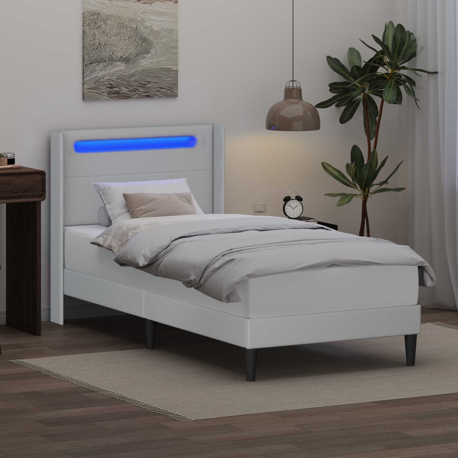 Bedframe met matras Wit 100 x 200 cm Kunstleer is nu te koop bij PeponiXL, paradijselijk wonen!