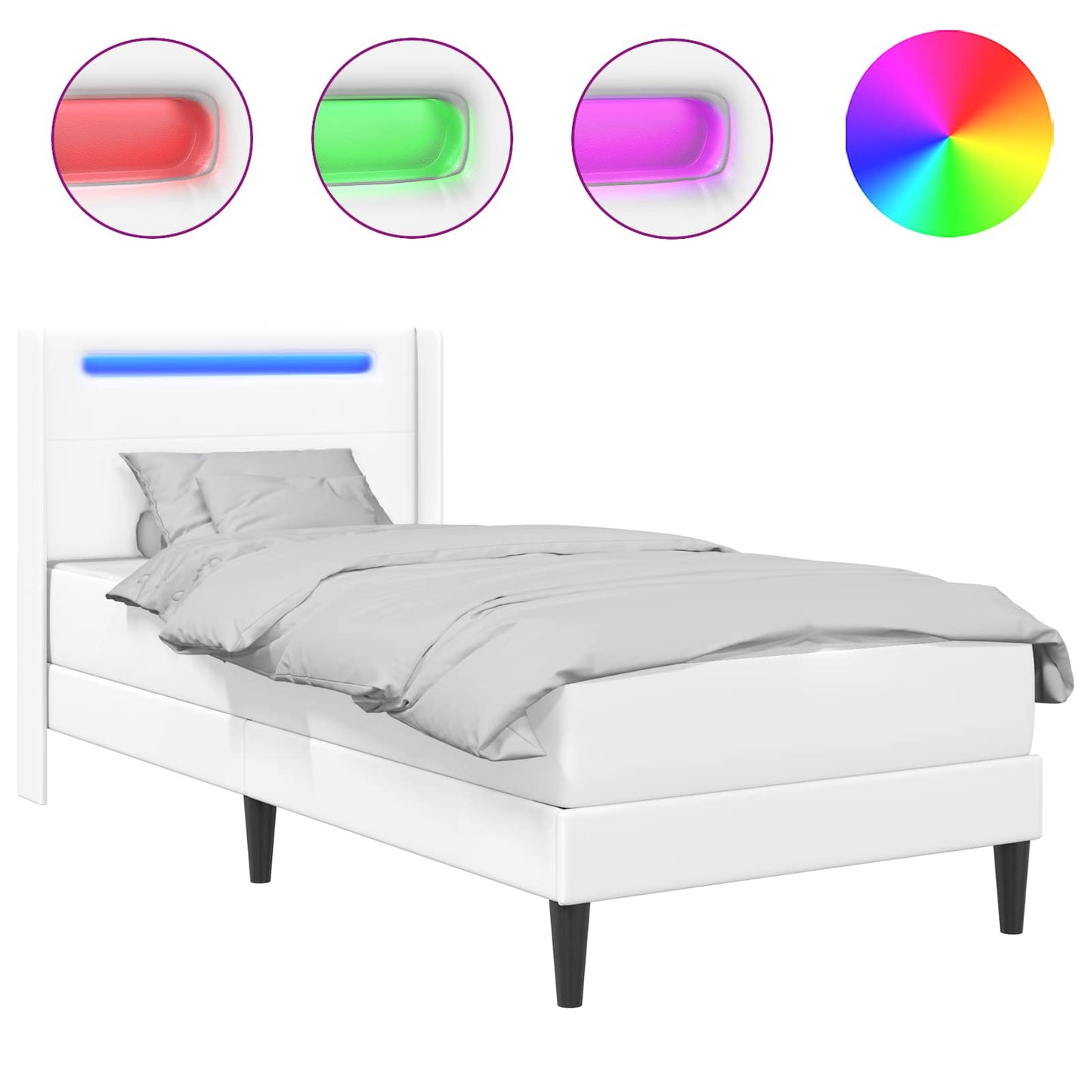Bedframe met matras Wit 100 x 200 cm Kunstleer is nu te koop bij PeponiXL, paradijselijk wonen!
