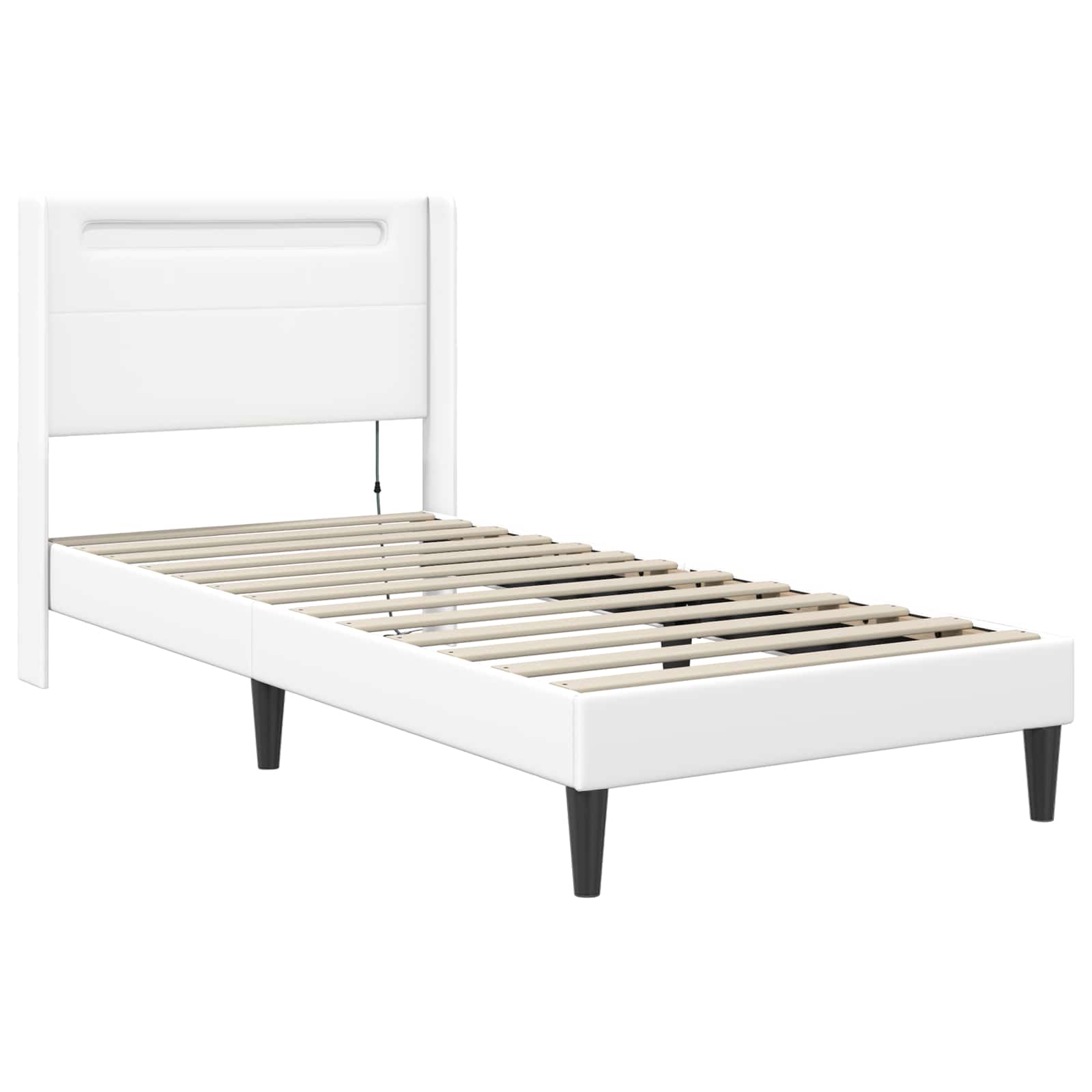 Bedframe met matras Wit 100 x 200 cm Kunstleer is nu te koop bij PeponiXL, paradijselijk wonen!