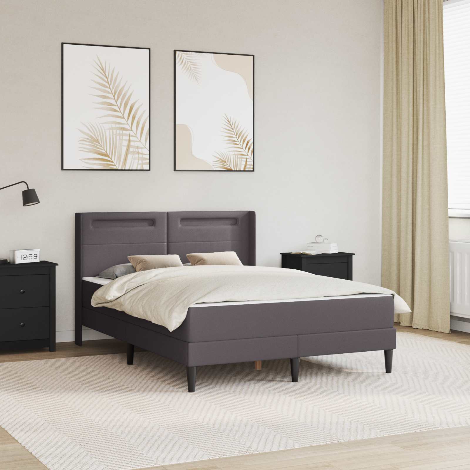 Bedframe met matras Grijs 120 x 190 cm Kunstleer is nu te koop bij PeponiXL, paradijselijk wonen!