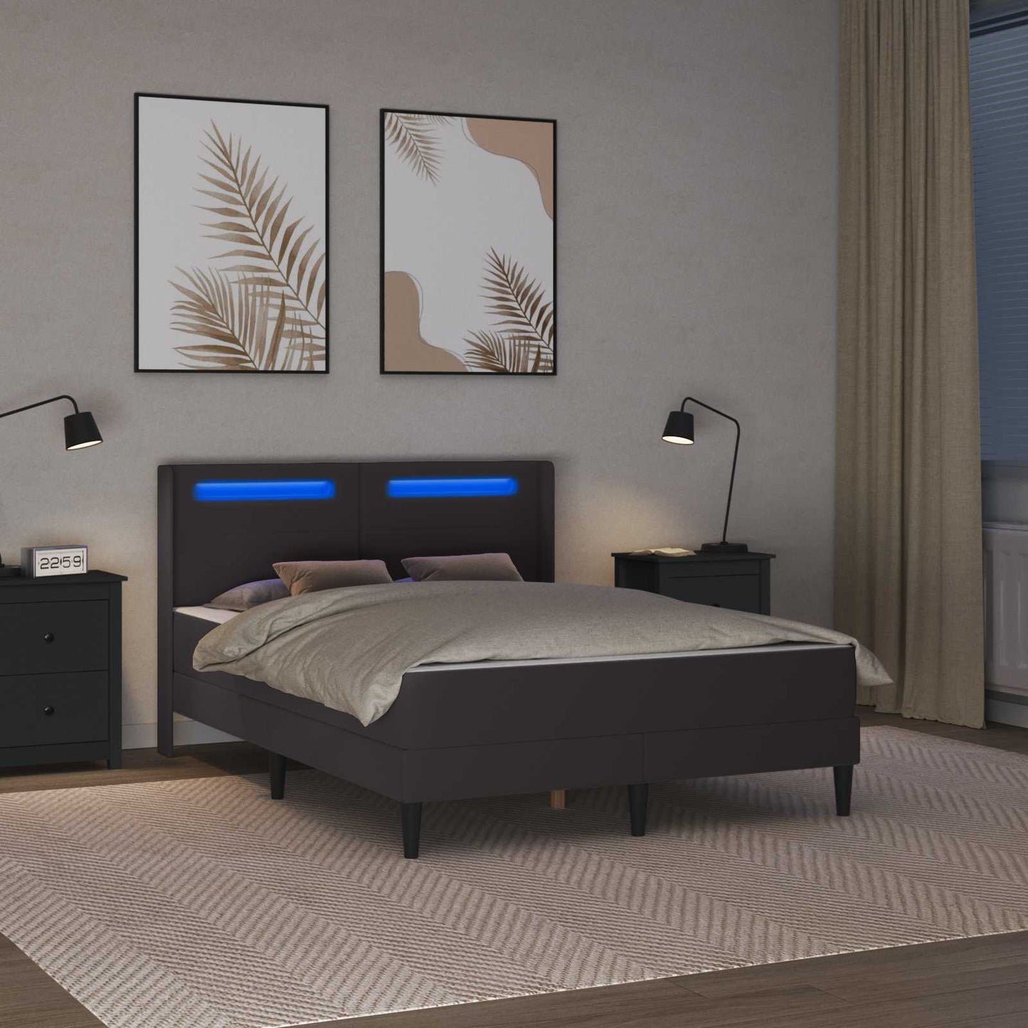 Bedframe met matras Grijs 140 x 190 cm Kunstleer is nu te koop bij PeponiXL, paradijselijk wonen!