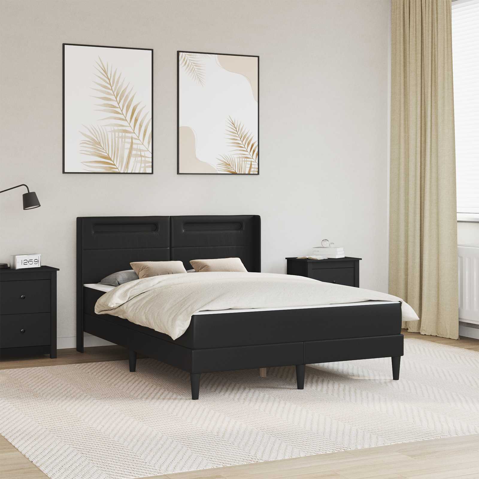 Bedframe met matras Zwart 140 x 200 cm Kunstleer is nu te koop bij PeponiXL, paradijselijk wonen!