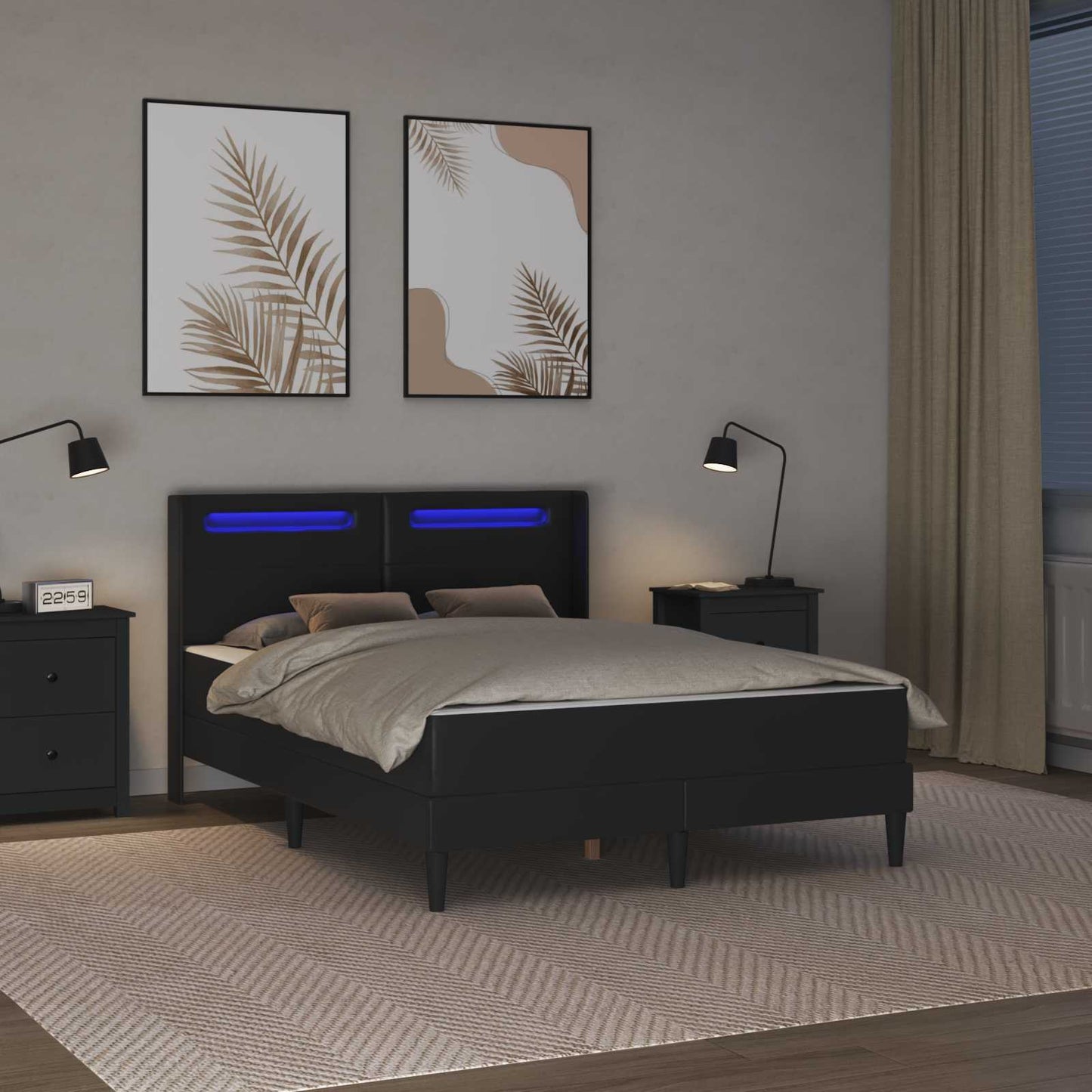 Bedframe met matras Zwart 160 x 200 cm Kunstleer is nu te koop bij PeponiXL, paradijselijk wonen!