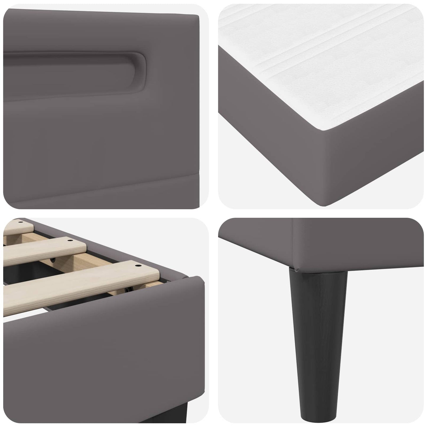 Bedframe met matras Grijs 180 x 200 cm Kunstleer is nu te koop bij PeponiXL, paradijselijk wonen!