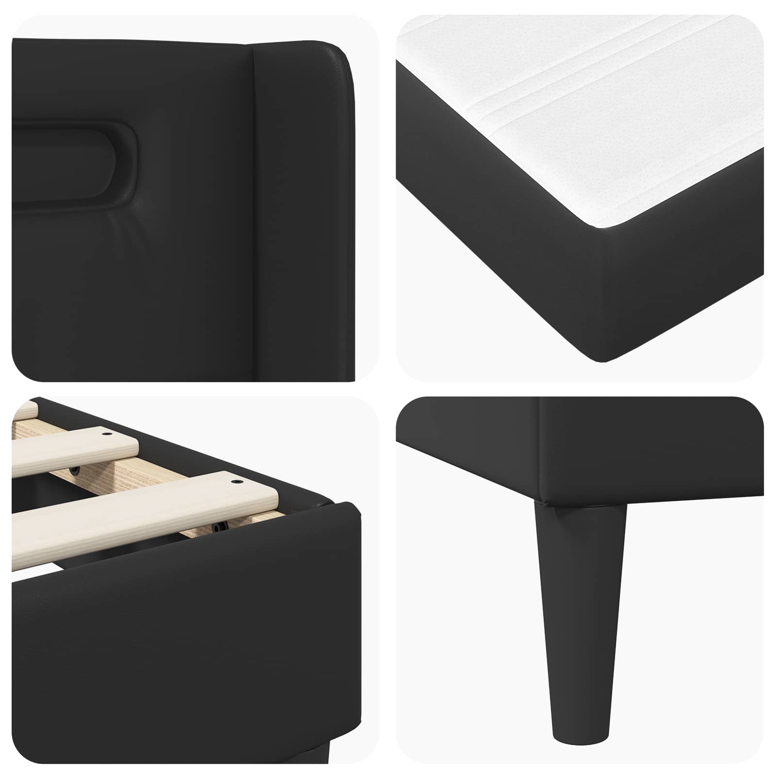 Bedframe met matras Zwart 180 x 200 cm Kunstleer is nu te koop bij PeponiXL, paradijselijk wonen!