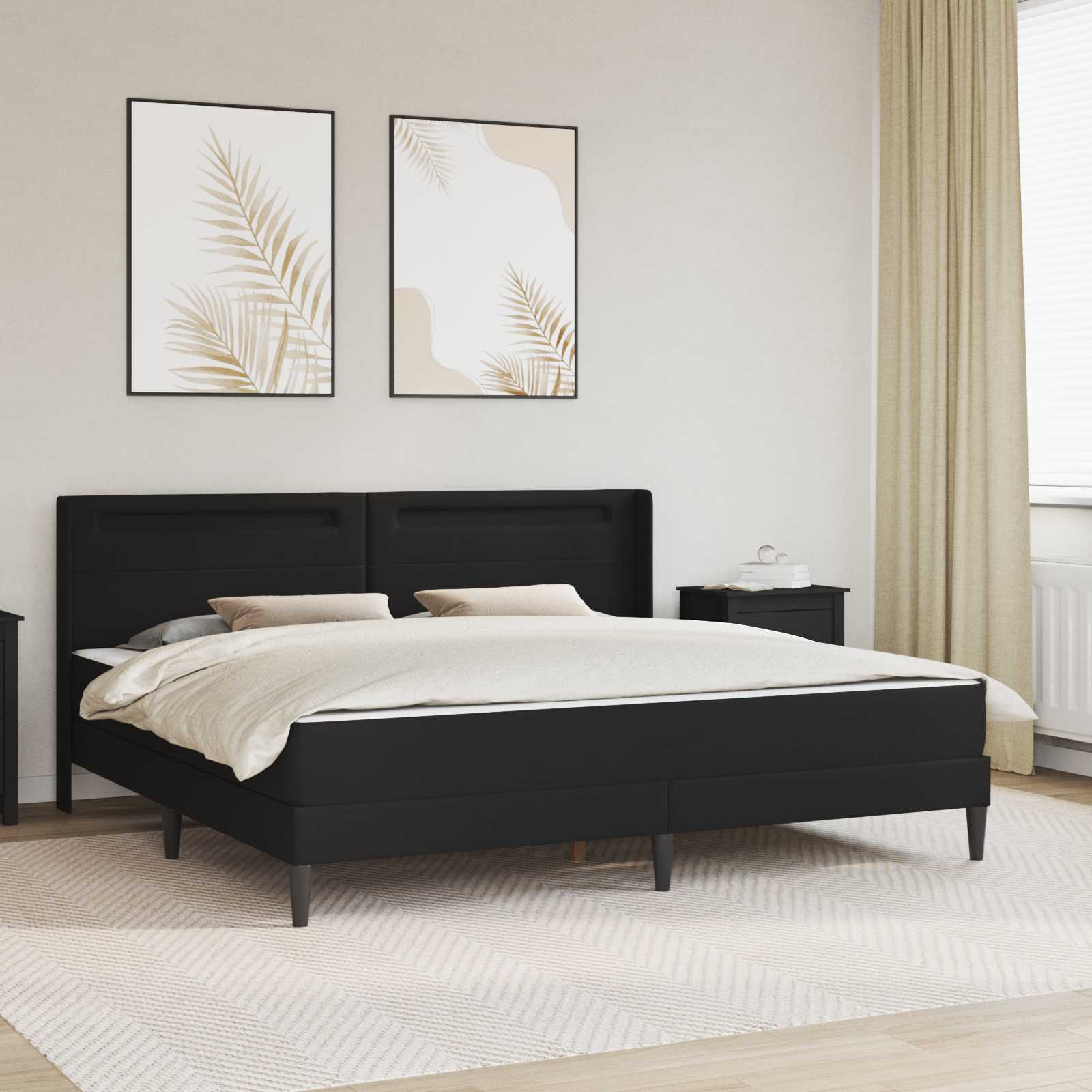 Bedframe met matras Zwart 180 x 200 cm Kunstleer is nu te koop bij PeponiXL, paradijselijk wonen!