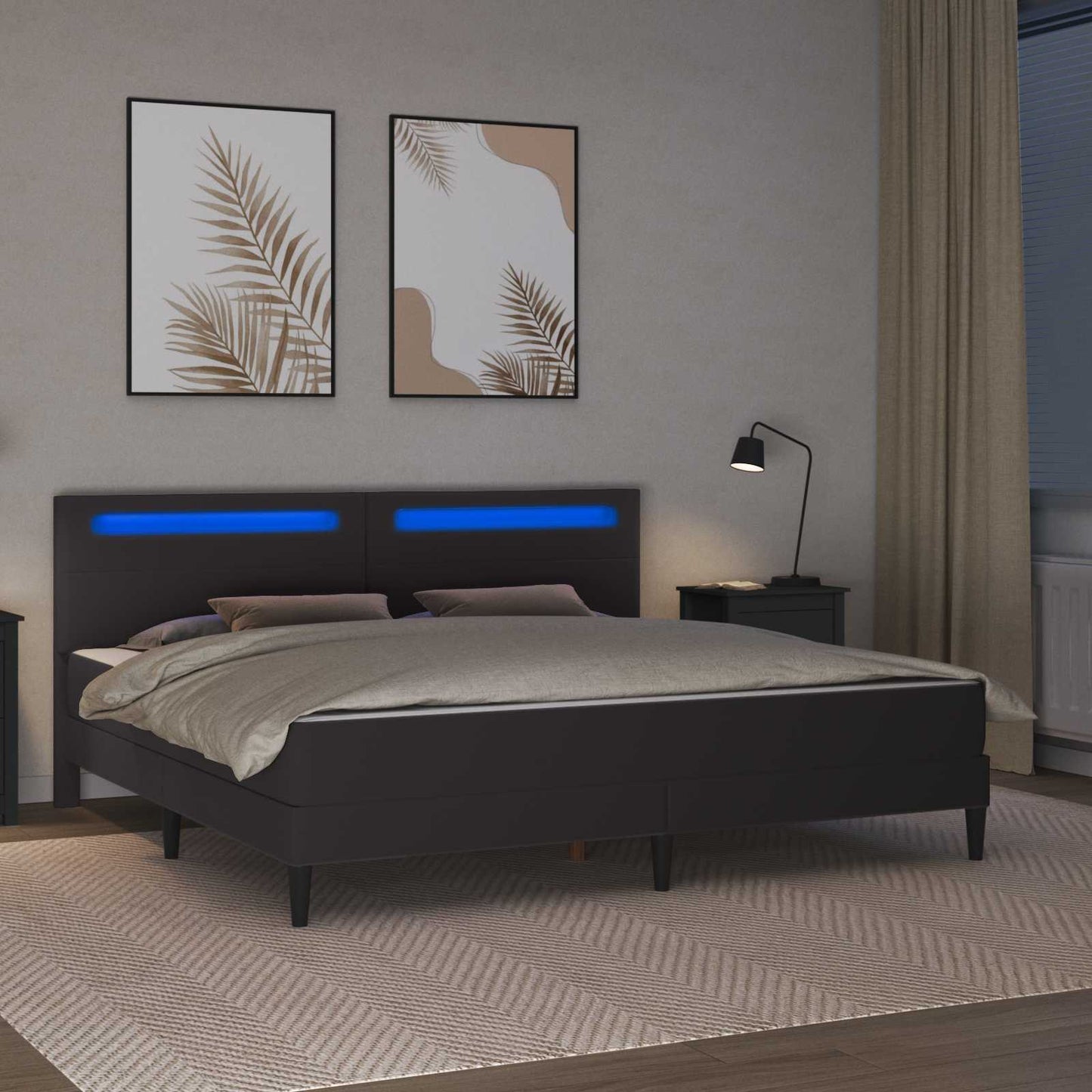 Bedframe met matras Grijs 200 x 200 cm Kunstleer is nu te koop bij PeponiXL, paradijselijk wonen!