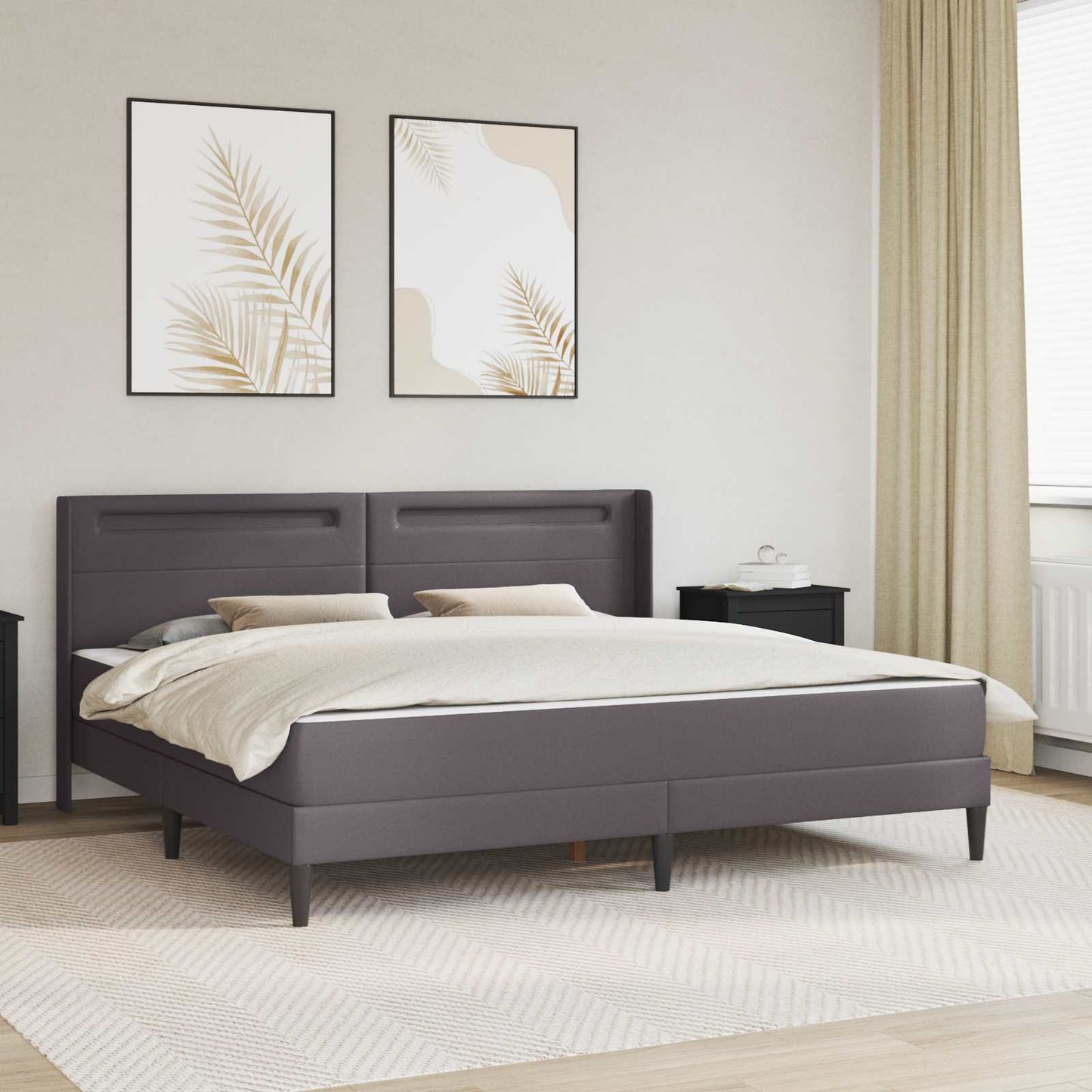 Bedframe met matras Grijs 200 x 200 cm Kunstleer is nu te koop bij PeponiXL, paradijselijk wonen!