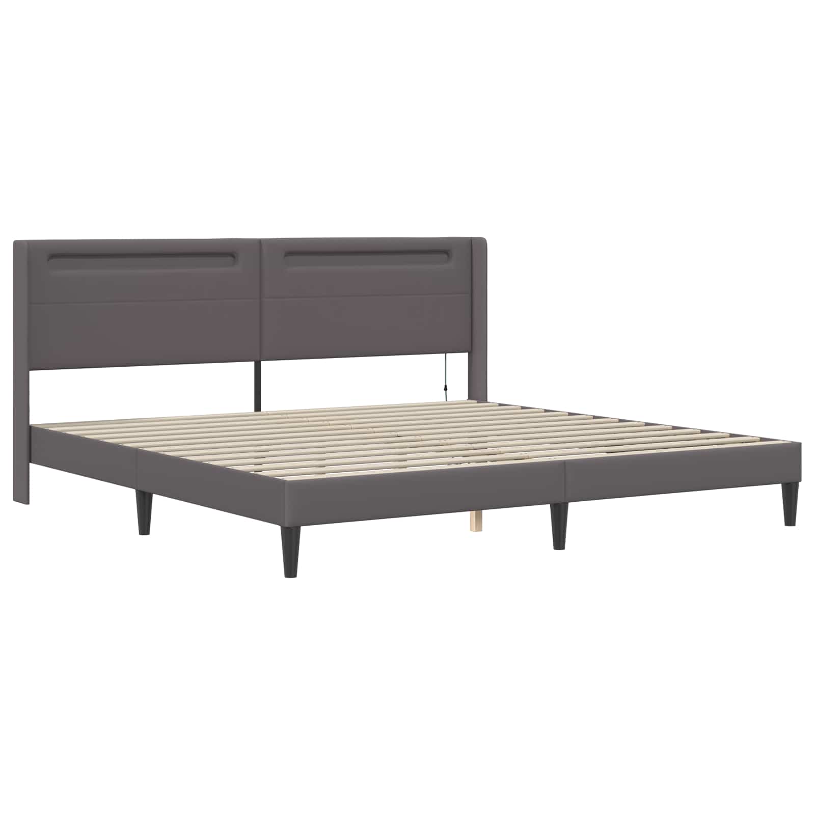 Bedframe met matras Grijs 200 x 200 cm Kunstleer is nu te koop bij PeponiXL, paradijselijk wonen!