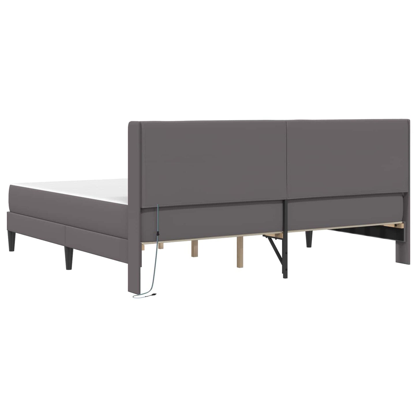 Bedframe met matras Grijs 200 x 200 cm Kunstleer is nu te koop bij PeponiXL, paradijselijk wonen!