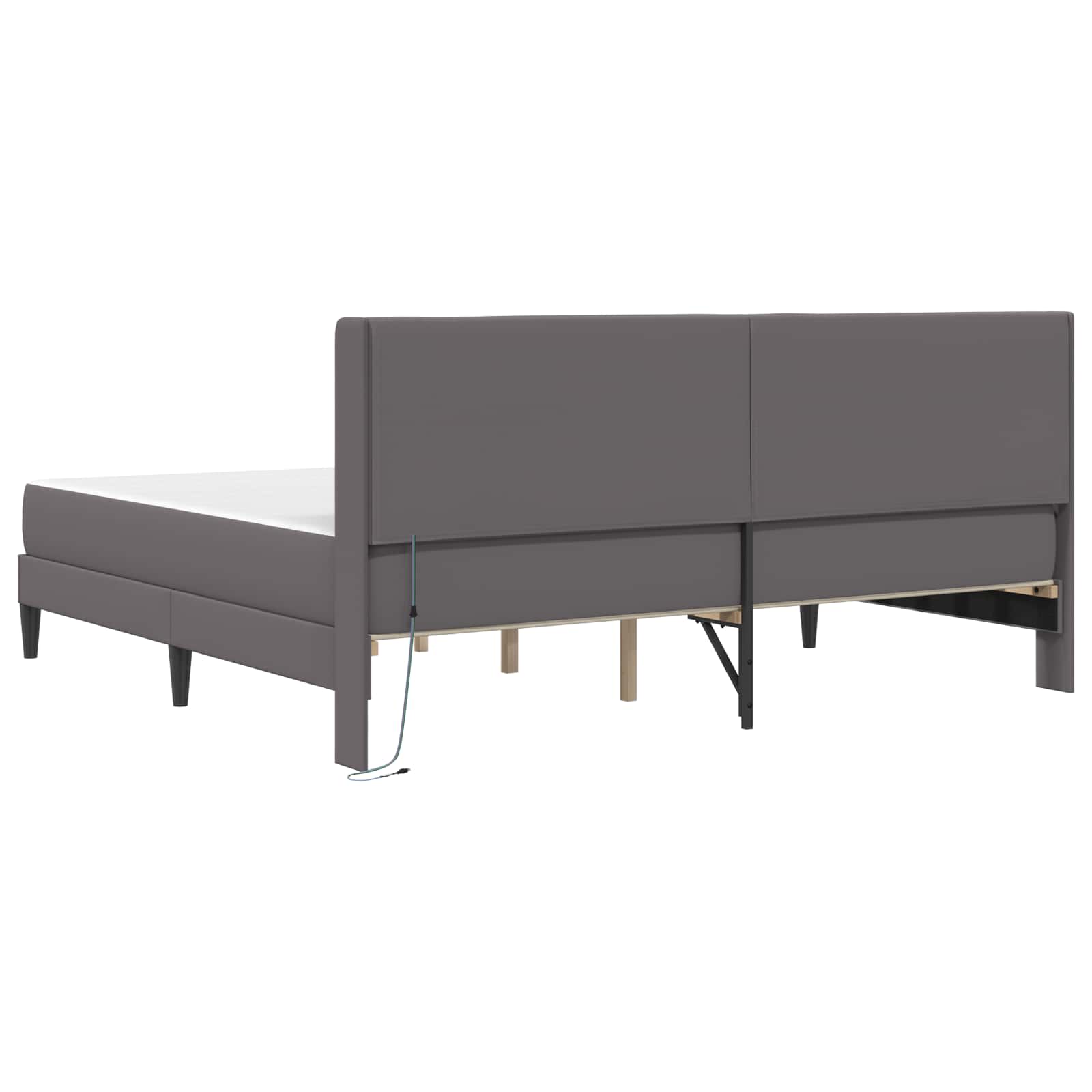 Bedframe met matras Grijs 200 x 200 cm Kunstleer is nu te koop bij PeponiXL, paradijselijk wonen!