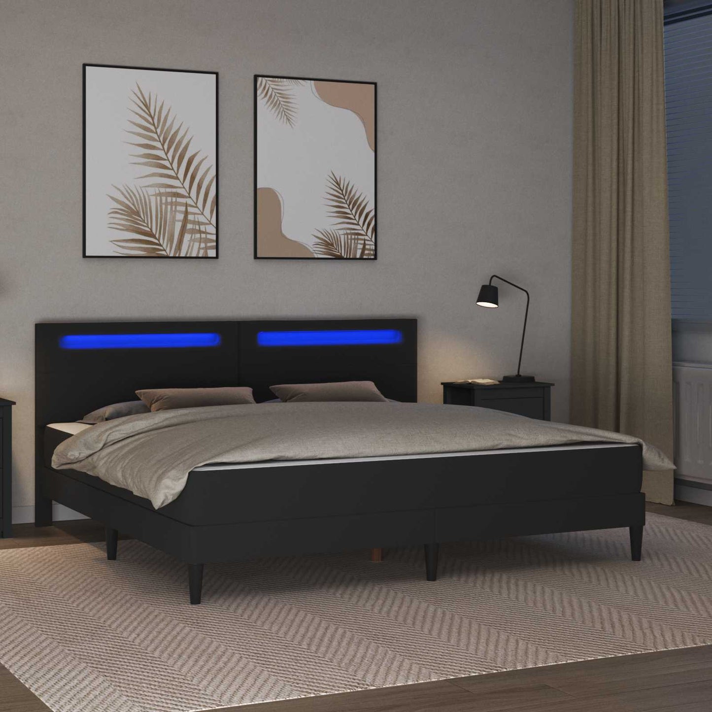 Bedframe met matras Zwart 200 x 200 cm Kunstleer is nu te koop bij PeponiXL, paradijselijk wonen!