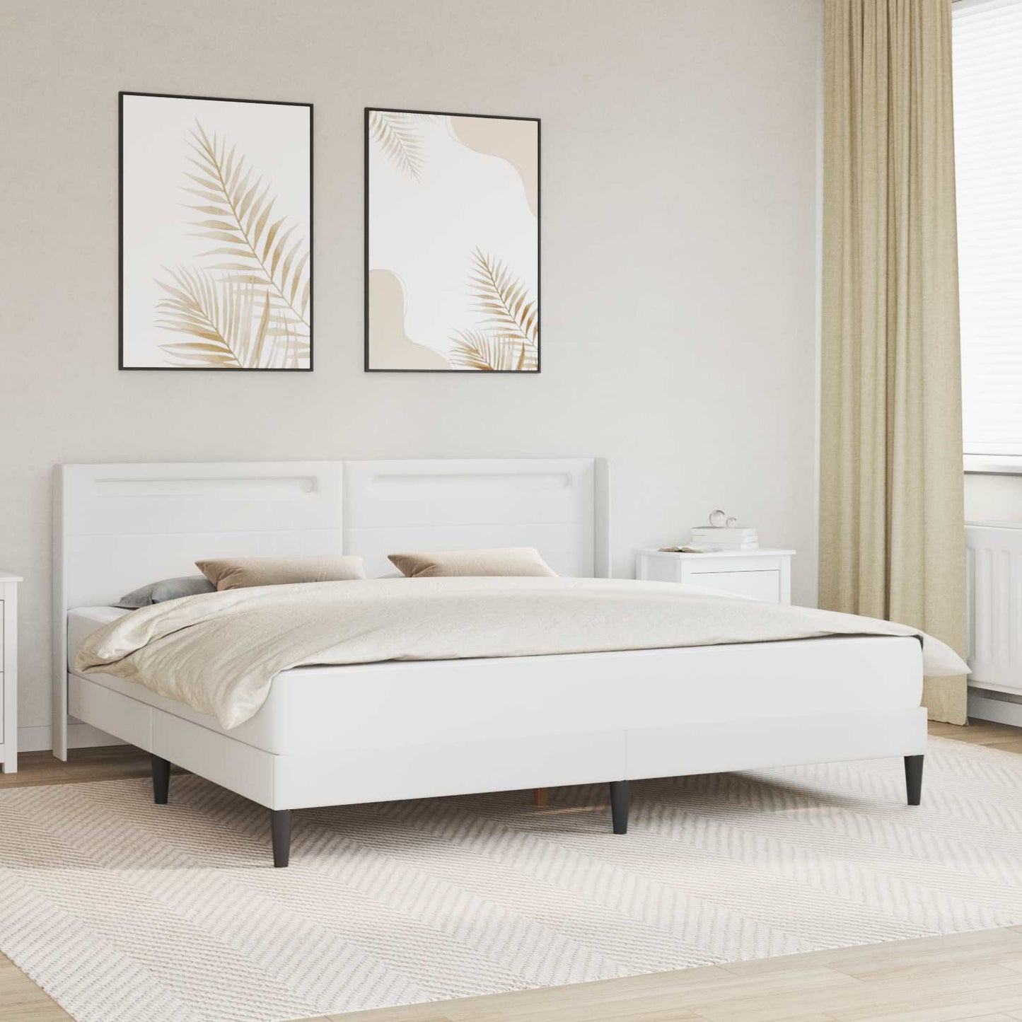 Bedframe met matras Wit 200 x 200 cm Kunstleer is nu te koop bij PeponiXL, paradijselijk wonen!