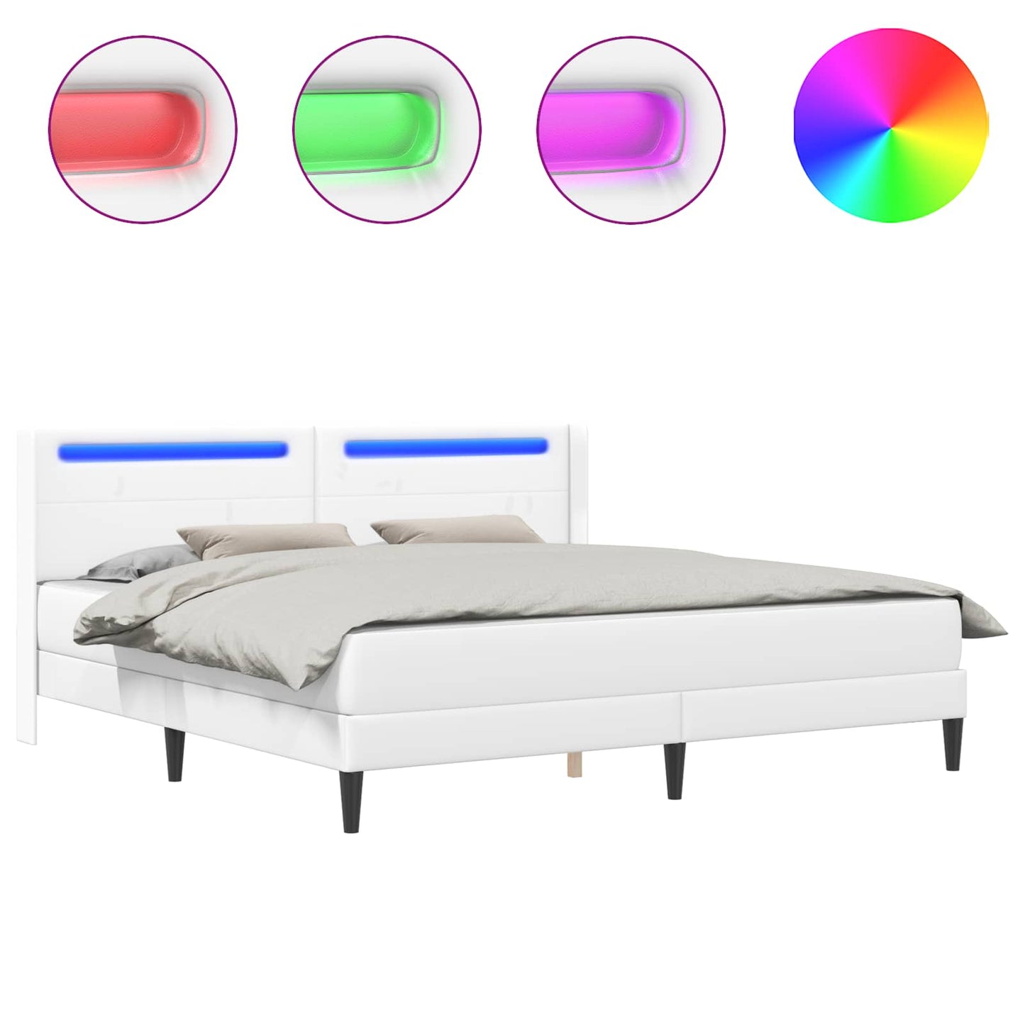 Bedframe met matras Wit 200 x 200 cm Kunstleer is nu te koop bij PeponiXL, paradijselijk wonen!
