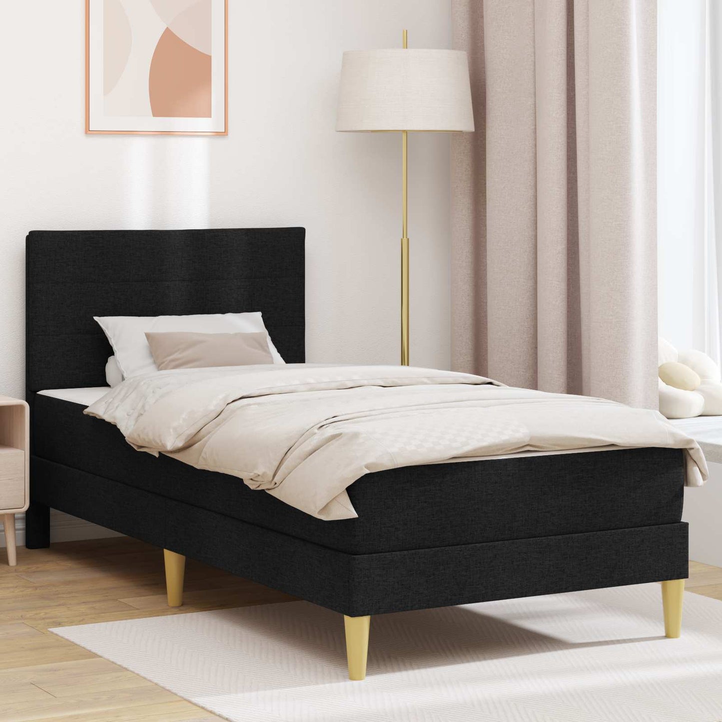 Bedframe Zwart 90 x 190 cm Polyester is nu te koop bij PeponiXL, paradijselijk wonen!