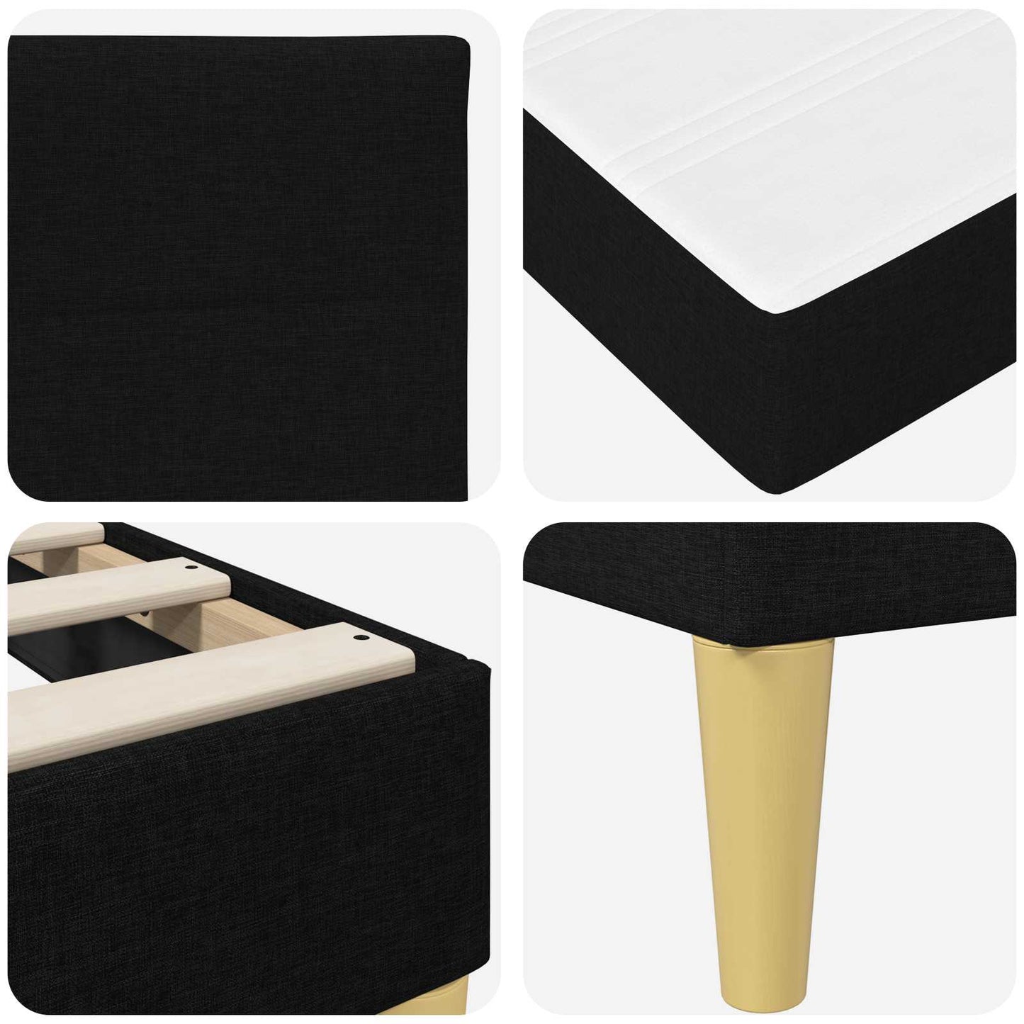 Bedframe Zwart 100 x 200 cm Polyester is nu te koop bij PeponiXL, paradijselijk wonen!