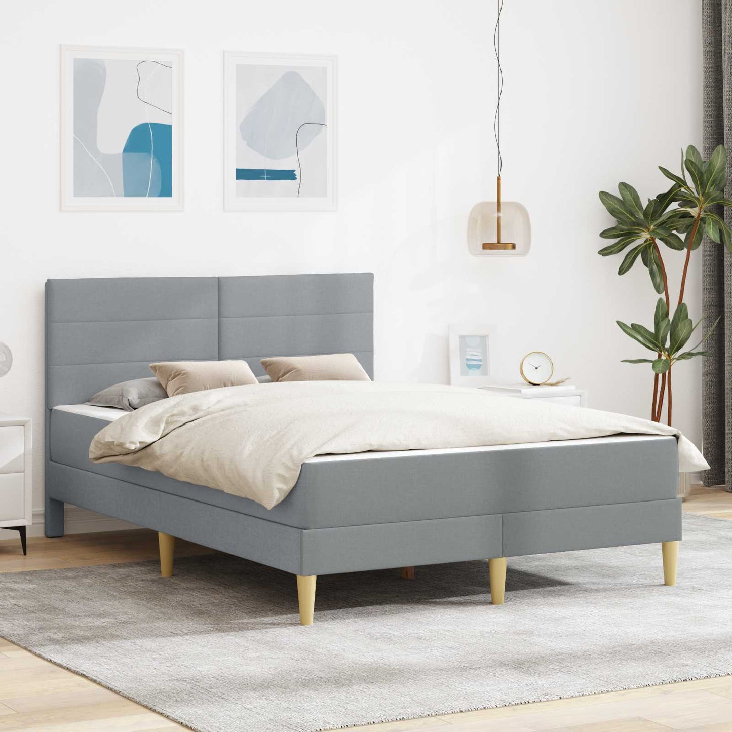 Bedframe vidaXL Bedframe Lichtgrijs 120 x 190 cm Polyester is nu te koop bij PeponiXL, paradijselijk wonen!