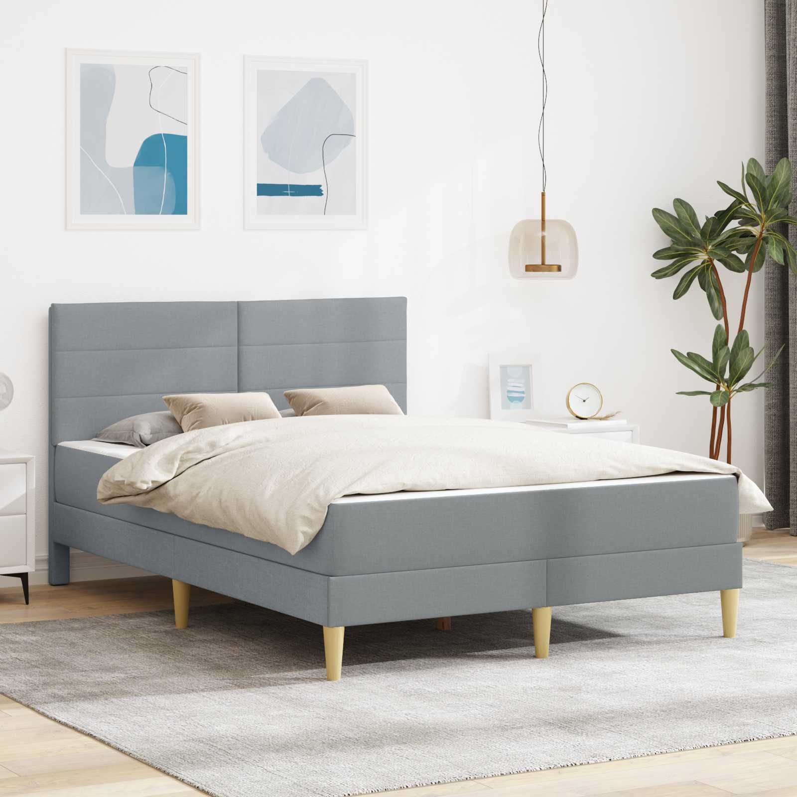 Bedframe vidaXL Bedframe Lichtgrijs 120 x 190 cm Polyester is nu te koop bij PeponiXL, paradijselijk wonen!