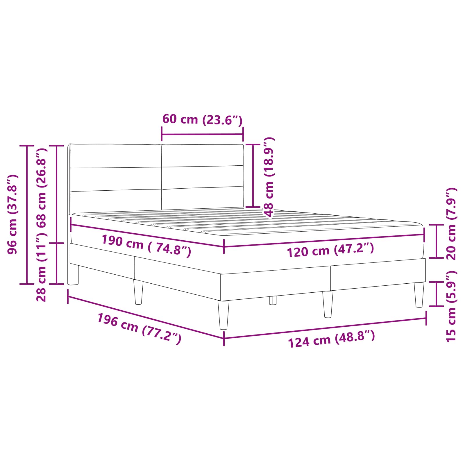 Bedframe vidaXL Bedframe Lichtgrijs 120 x 190 cm Polyester is nu te koop bij PeponiXL, paradijselijk wonen!
