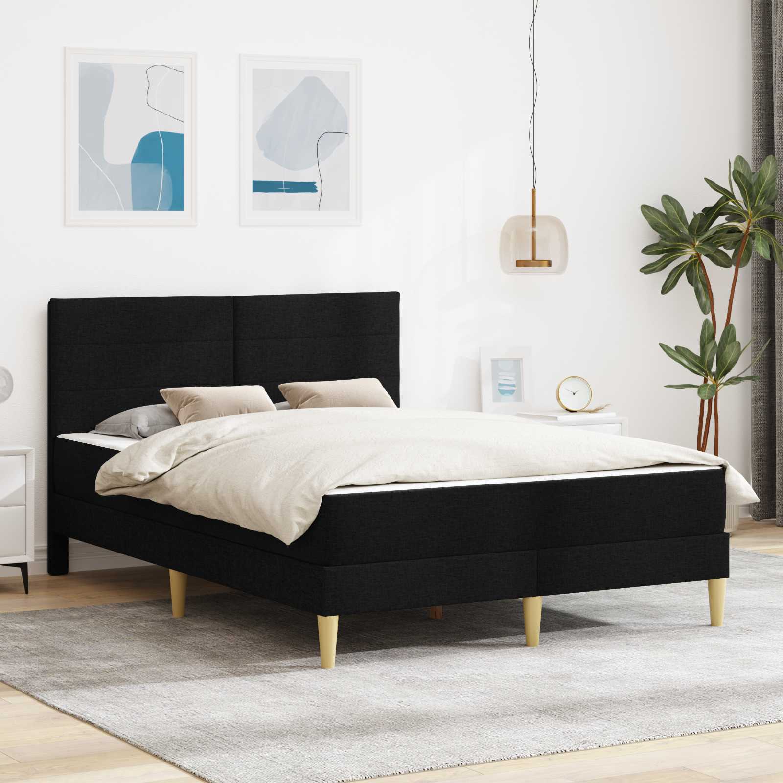 Bedframe Zwart 140 x 190 cm Polyester is nu te koop bij PeponiXL, paradijselijk wonen!
