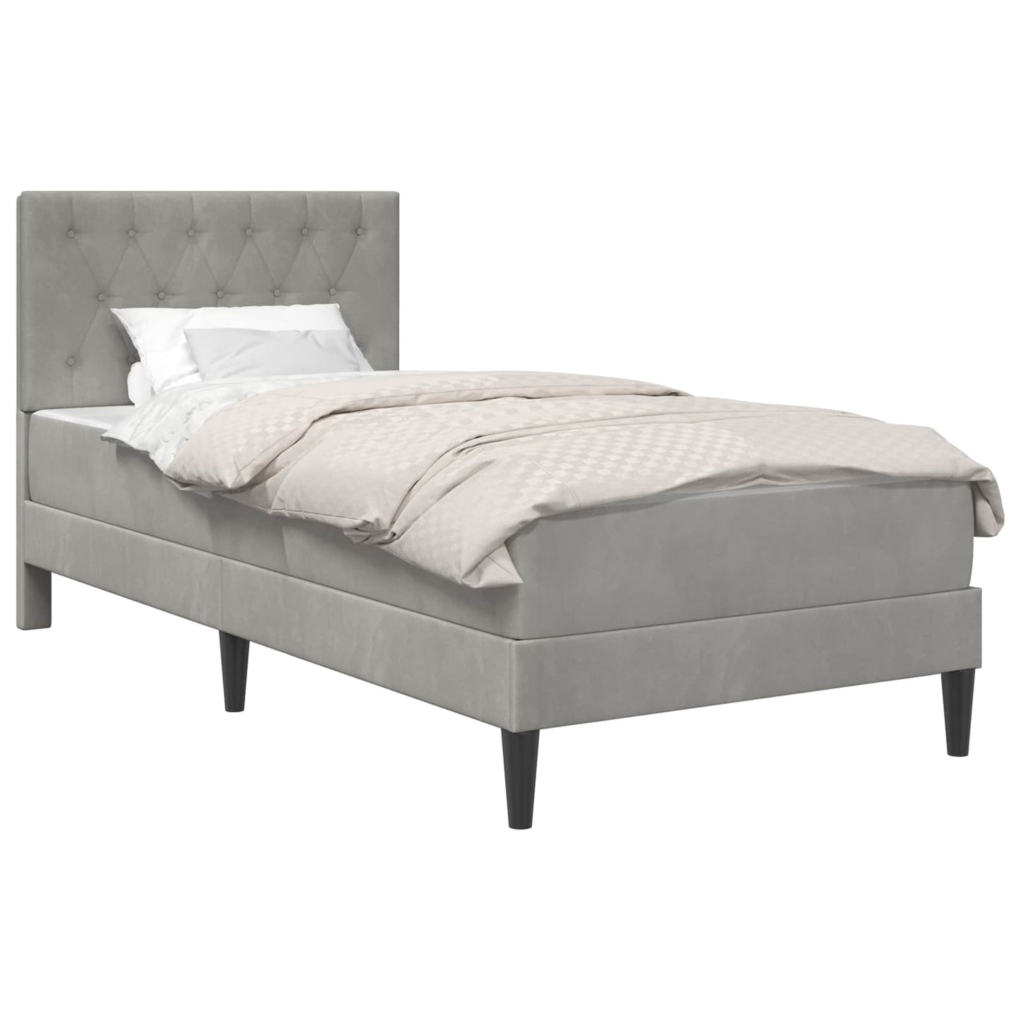 Bedframe met matras Lichtgrijs 80 x 200 cm Fluweel is nu te koop bij PeponiXL, paradijselijk wonen!