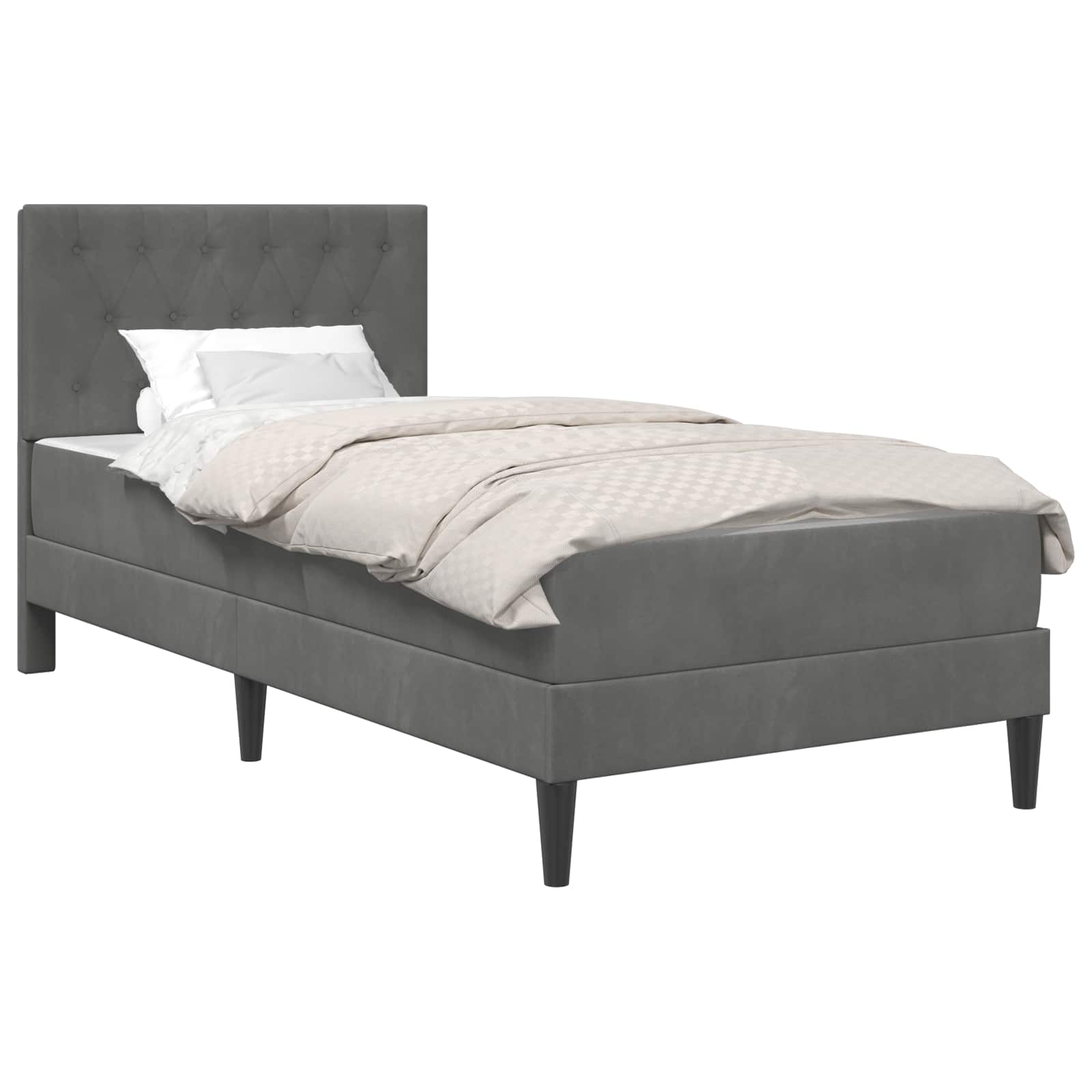Bedframe met matras Donkergrijs 80 x 200 cm Fluweel is nu te koop bij PeponiXL, paradijselijk wonen!