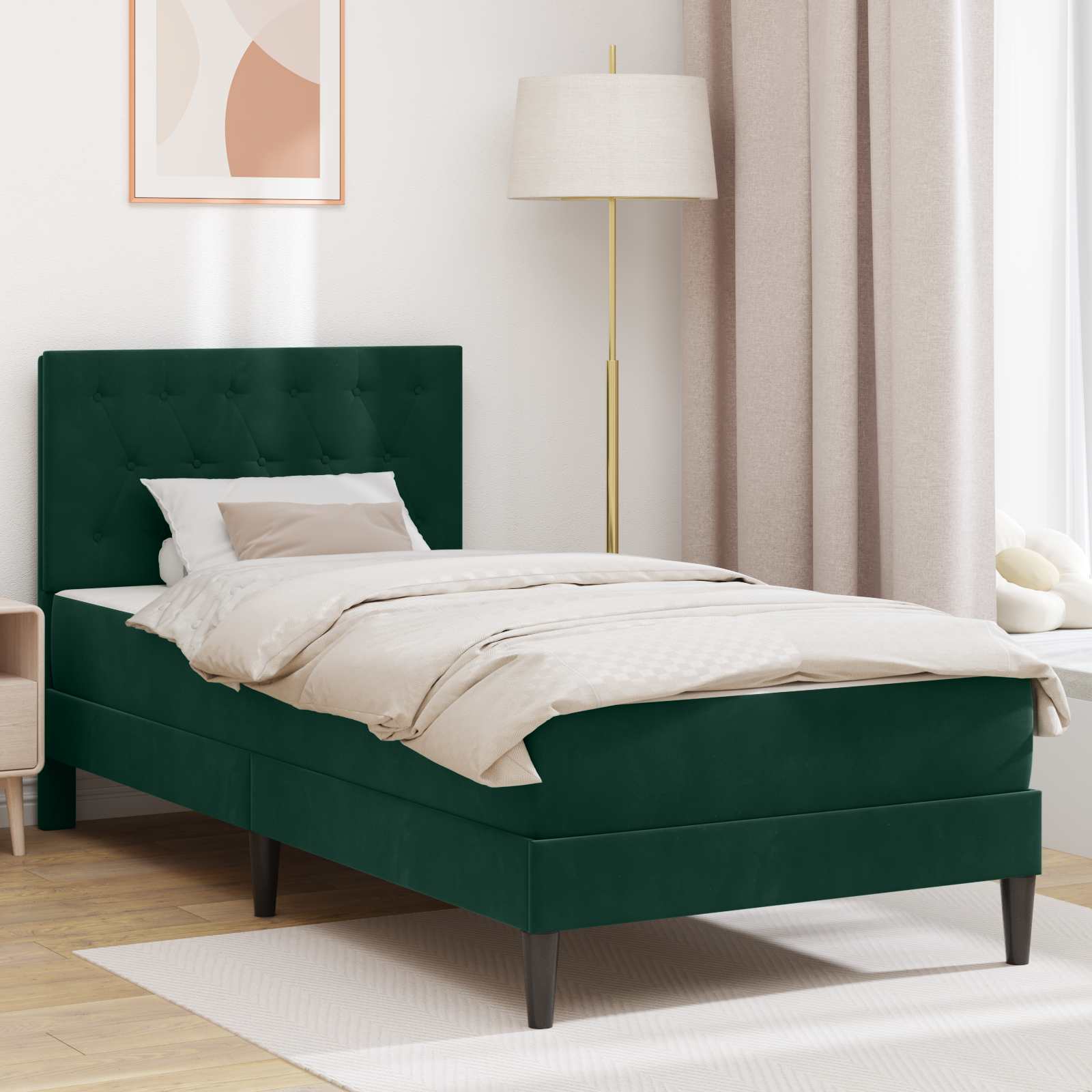 Bedframe met matras Donkergroen 80 x 200 cm Fluweel is nu te koop bij PeponiXL, paradijselijk wonen!
