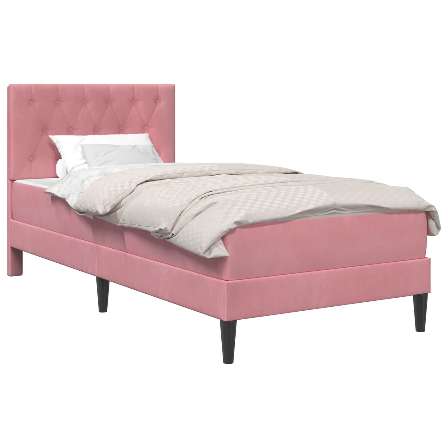 Bedframe met matras met hoofdeinde Roze 80 x 200 cm Fluweel is nu te koop bij PeponiXL, paradijselijk wonen!
