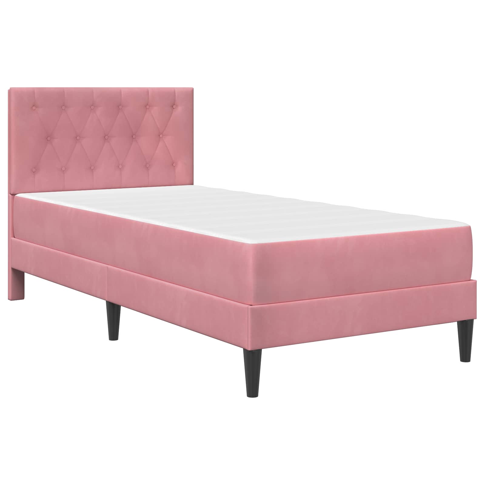 Bedframe met matras met hoofdeinde Roze 80 x 200 cm Fluweel is nu te koop bij PeponiXL, paradijselijk wonen!