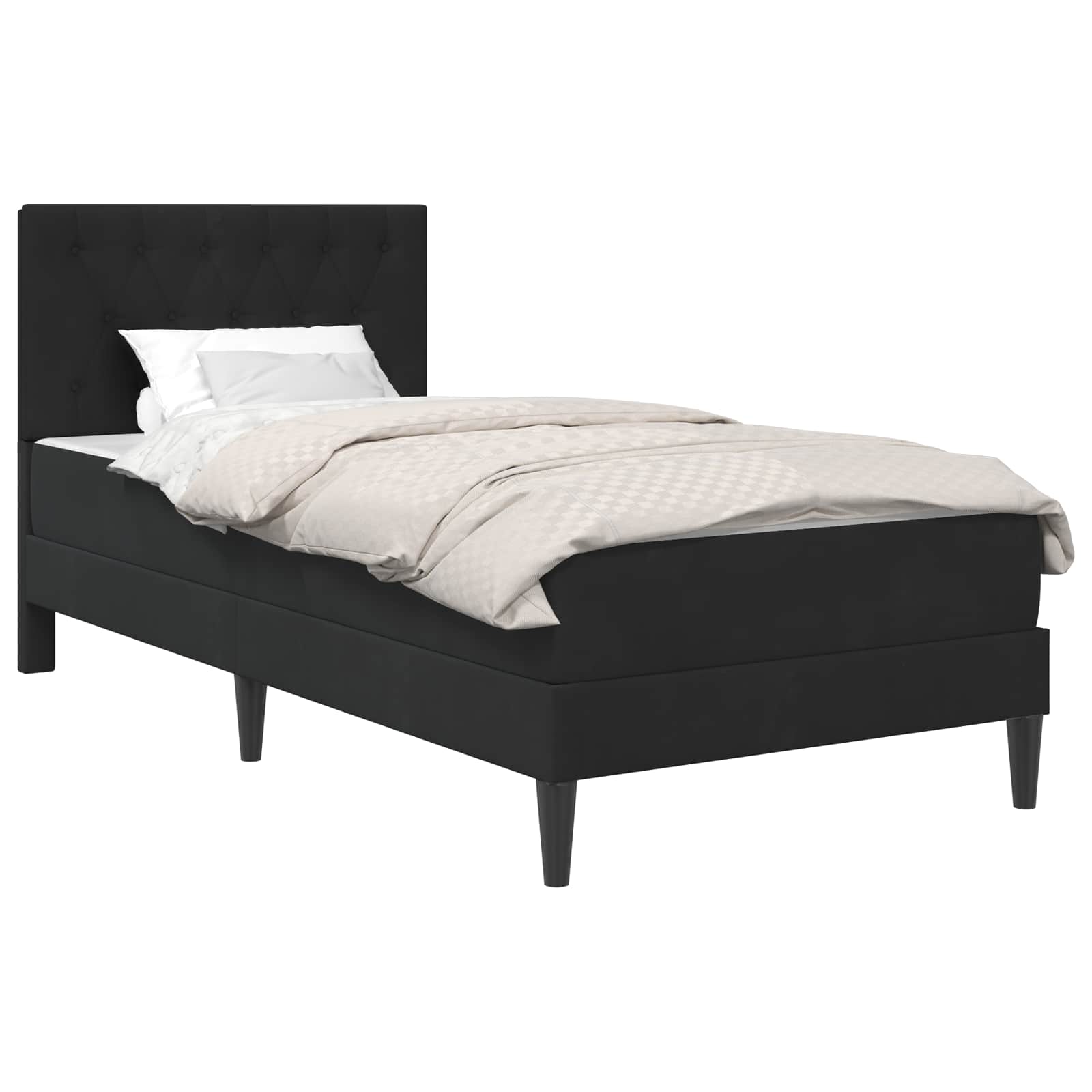 Bedframe met matras met hoofdeinde Zwart 80 x 200 cm Fluweel is nu te koop bij PeponiXL, paradijselijk wonen!