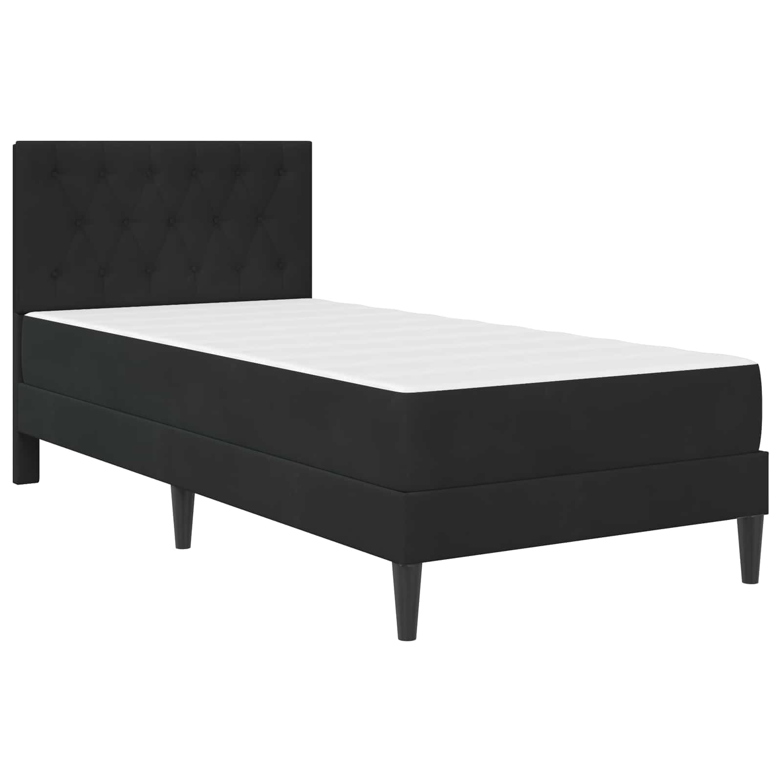 Bedframe met matras met hoofdeinde Zwart 80 x 200 cm Fluweel is nu te koop bij PeponiXL, paradijselijk wonen!