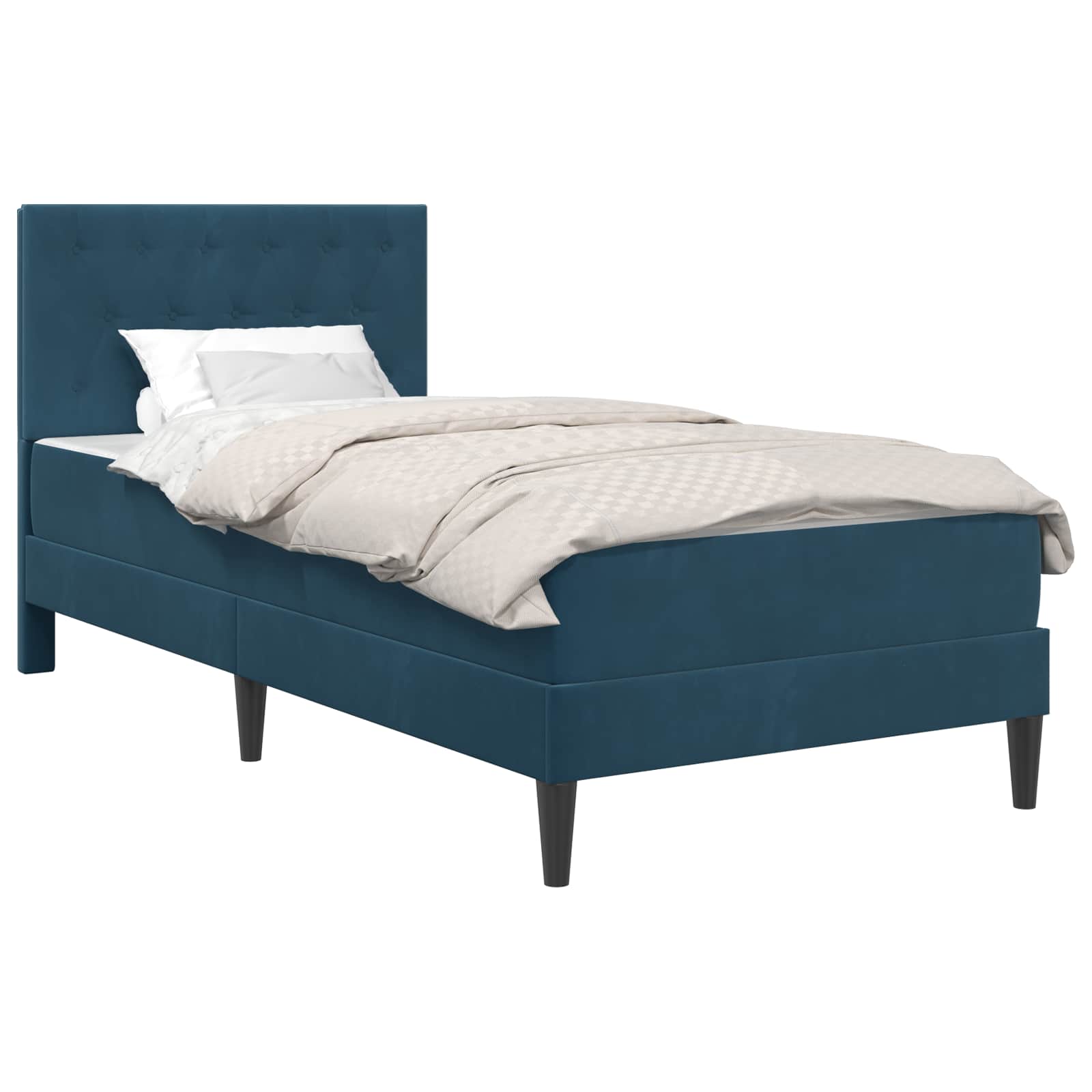 Bedframe met matras met hoofdeinde Blauw 80 x 200 cm Fluweel is nu te koop bij PeponiXL, paradijselijk wonen!