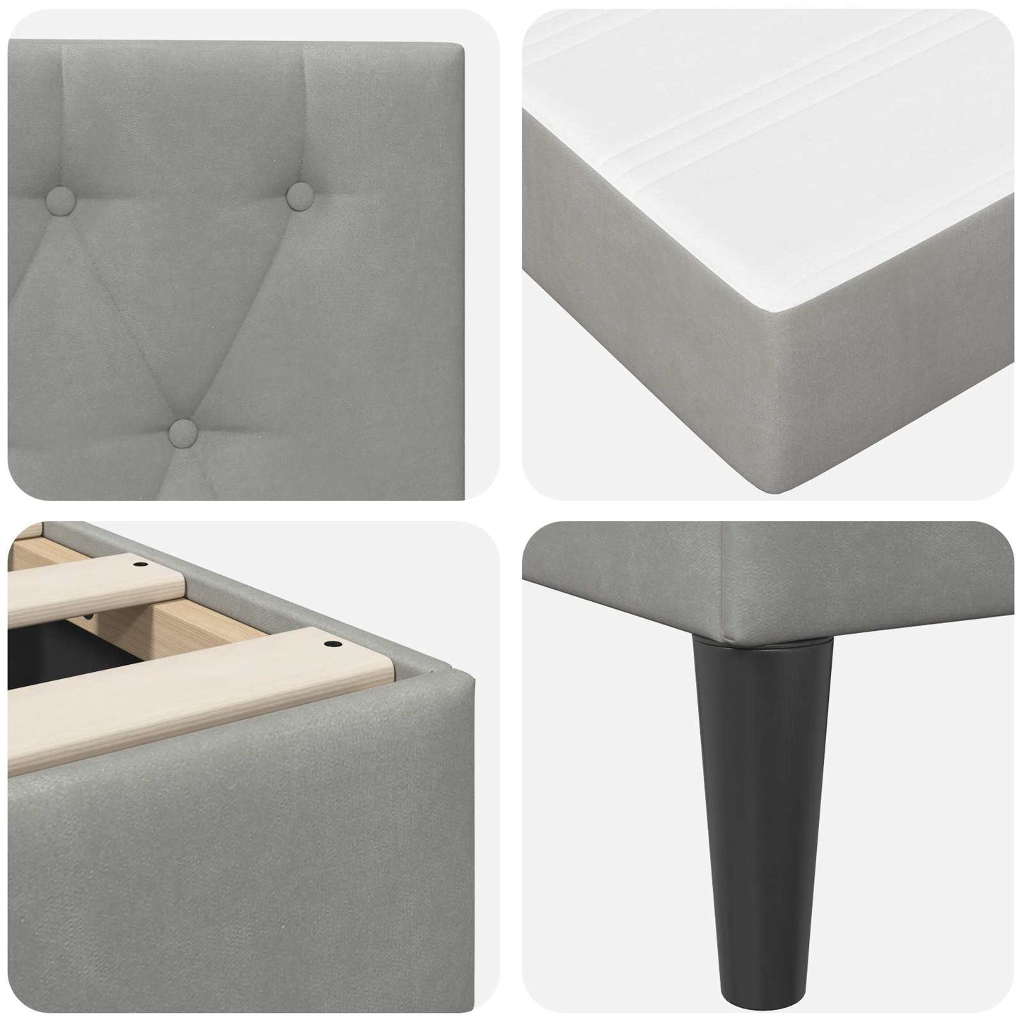 Bedframe met matras vidaXL Lichtgrijs 120 x 190 cm Fluweel is nu te koop bij PeponiXL, paradijselijk wonen!