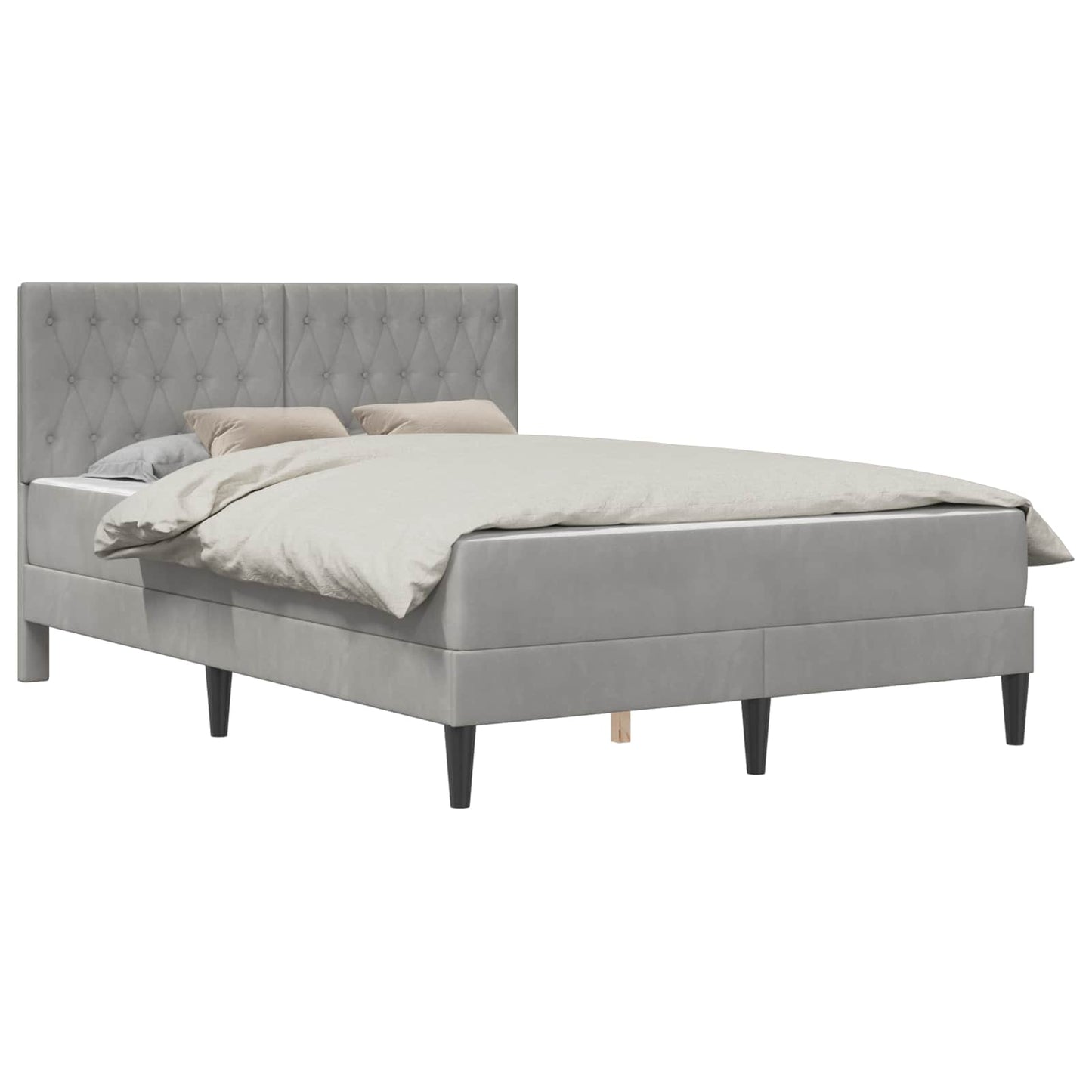 Bedframe met matras vidaXL Lichtgrijs 120 x 190 cm Fluweel is nu te koop bij PeponiXL, paradijselijk wonen!