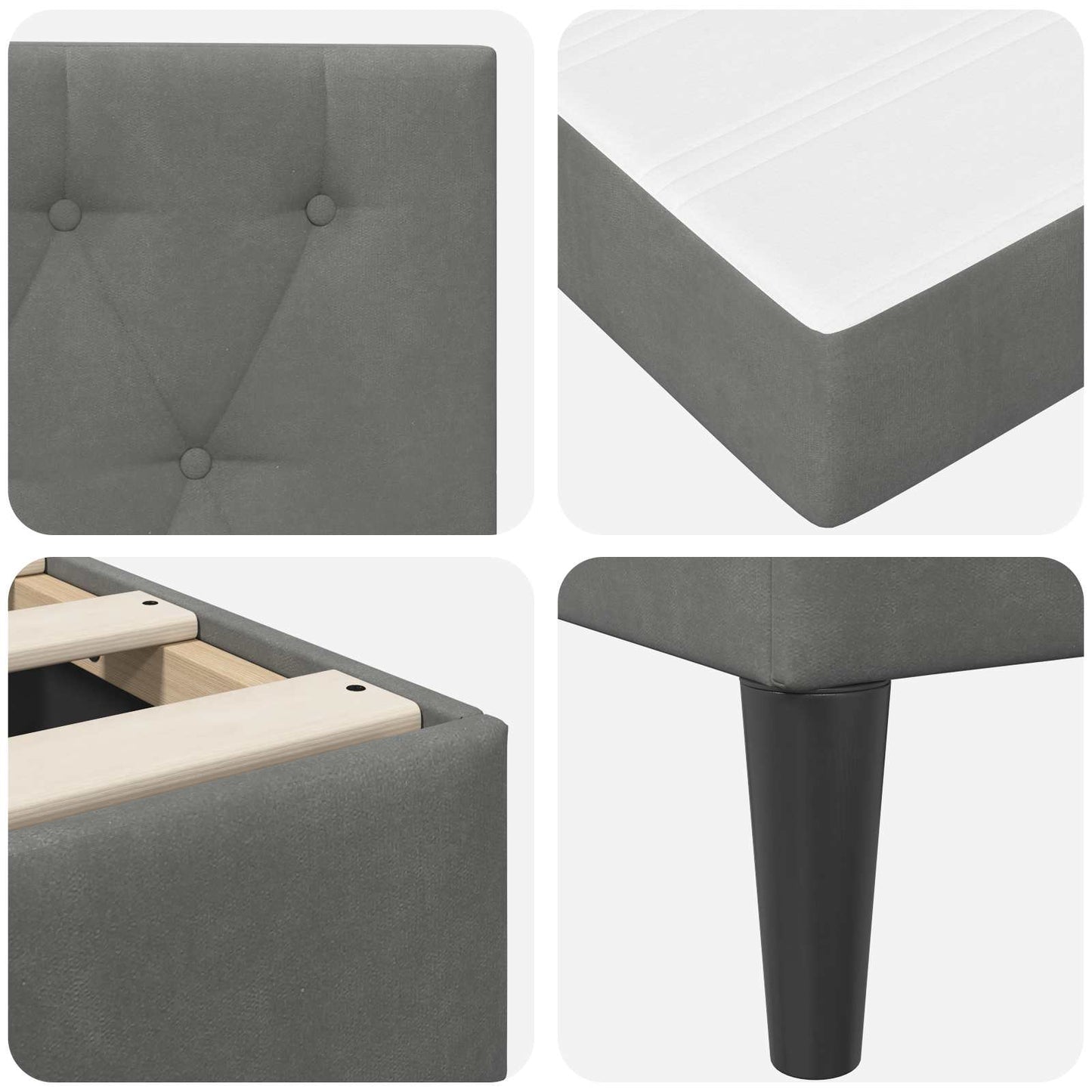 Bedframe met matras vidaXL Donkergrijs 120 x 190 cm Fluweel is nu te koop bij PeponiXL, paradijselijk wonen!