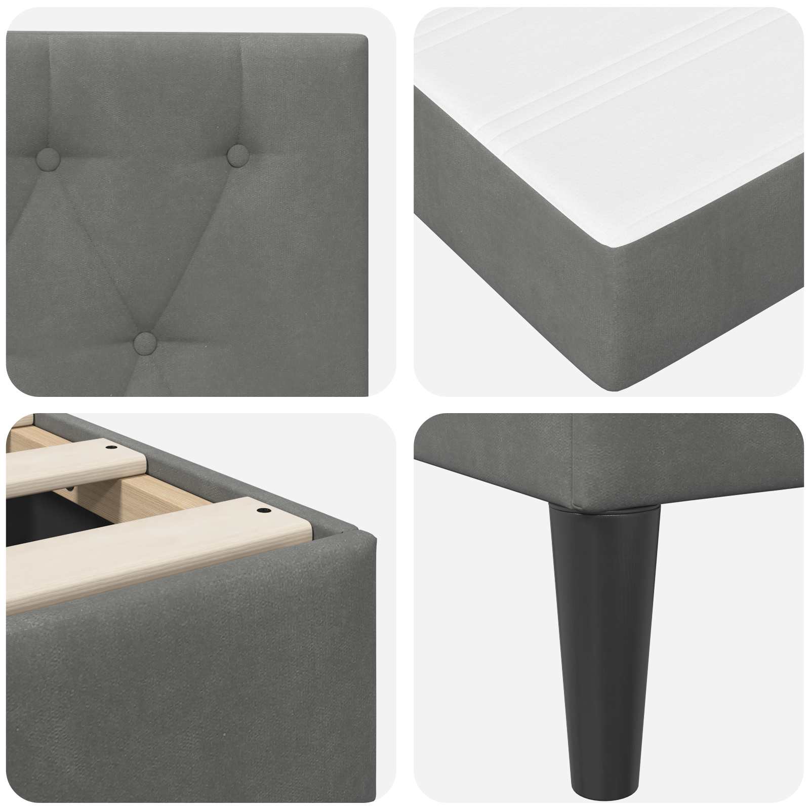 Bedframe met matras vidaXL Donkergrijs 120 x 190 cm Fluweel is nu te koop bij PeponiXL, paradijselijk wonen!