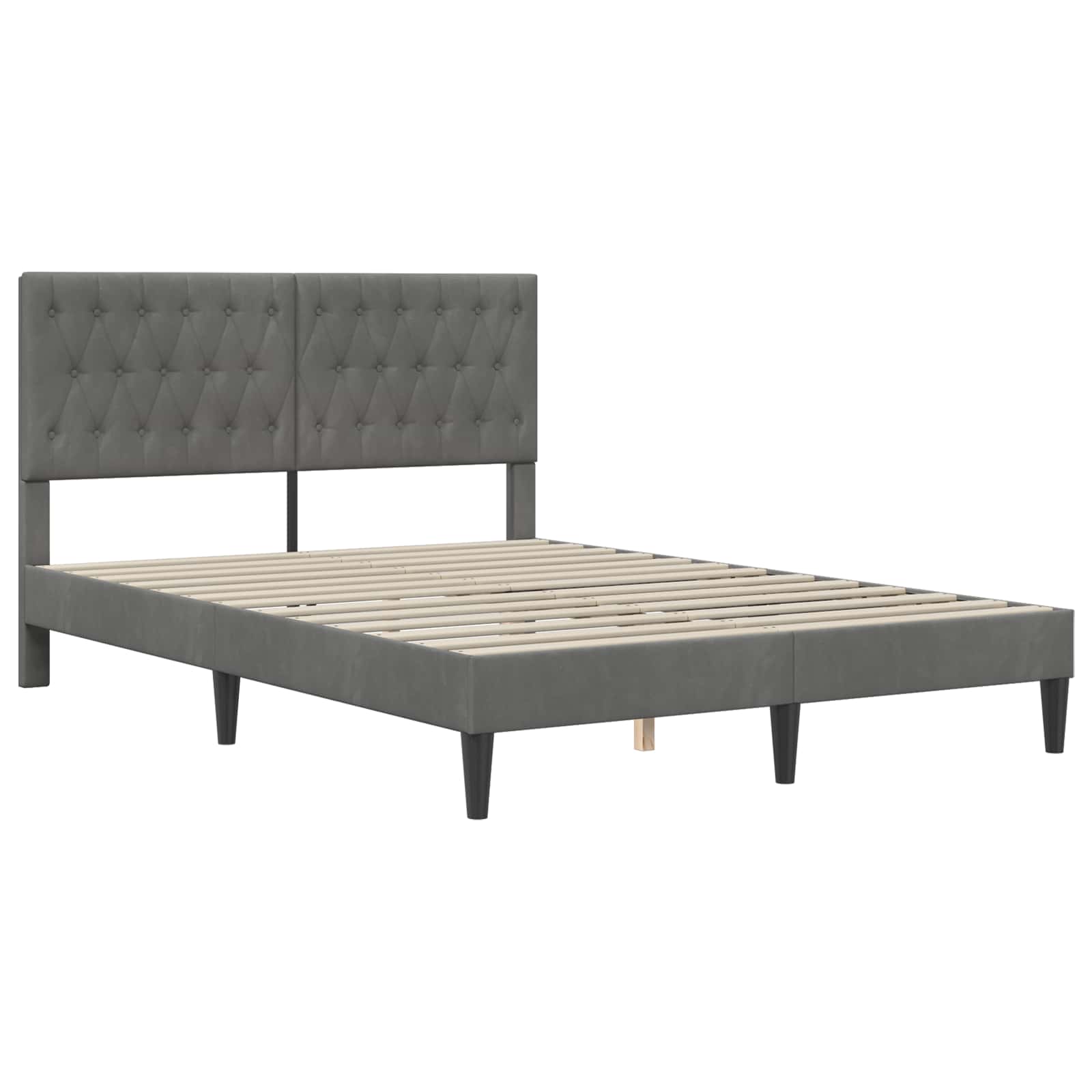 Bedframe met matras vidaXL Donkergrijs 120 x 190 cm Fluweel is nu te koop bij PeponiXL, paradijselijk wonen!